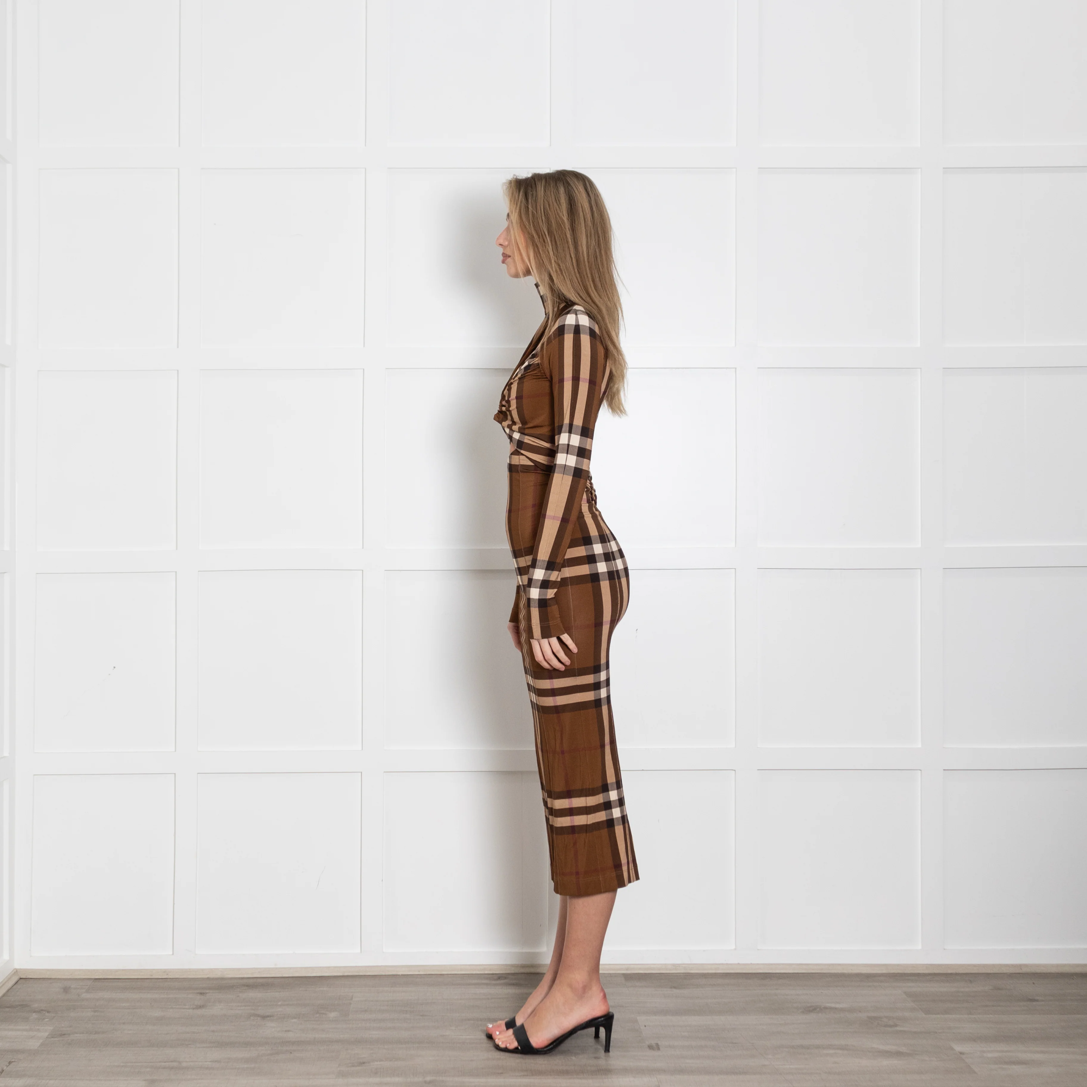 Burberry Check High Neck Twist Front Stretch Dress - Image 4