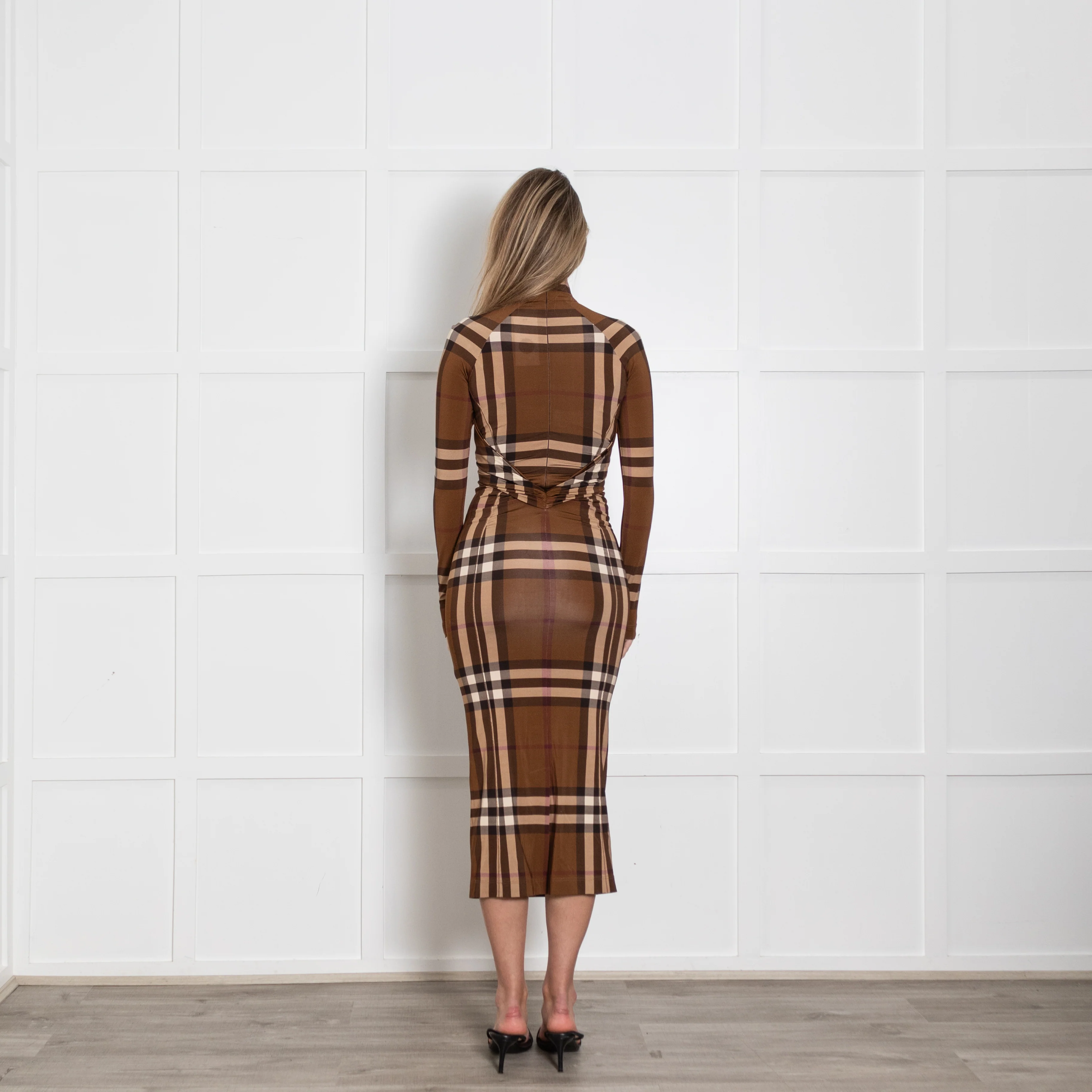 Burberry Check High Neck Twist Front Stretch Dress - Image 5