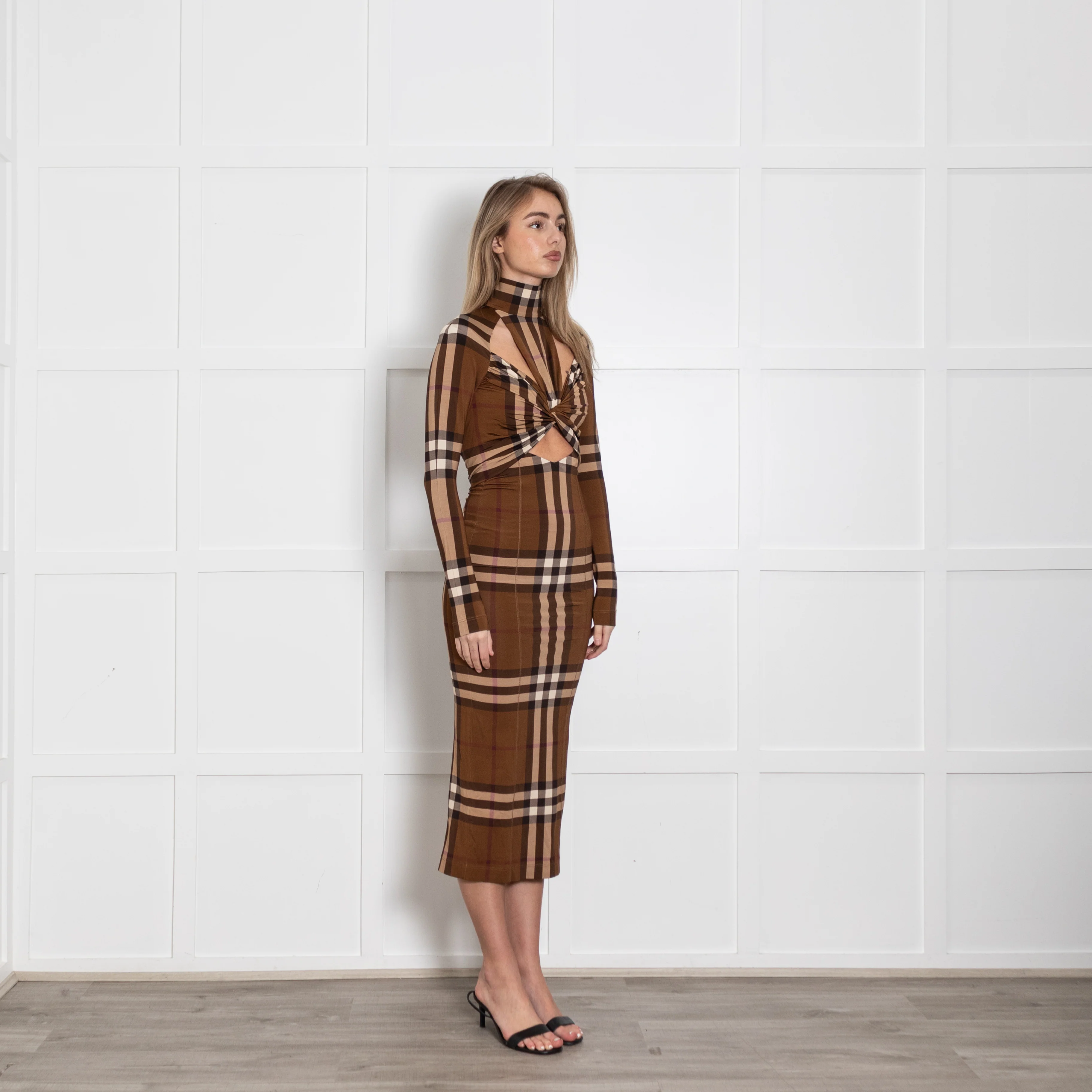 Burberry Check High Neck Twist Front Stretch Dress - Image 7