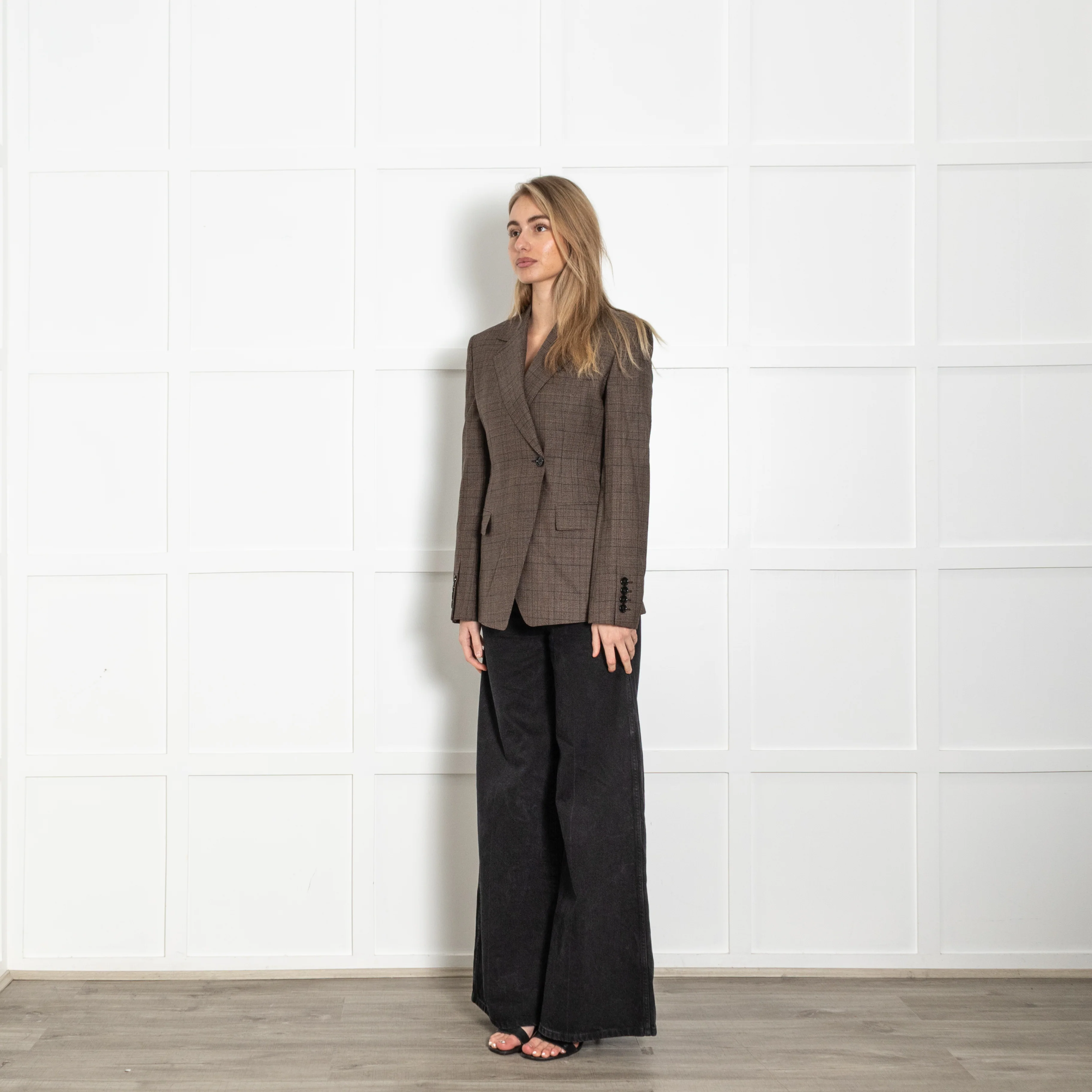 Burberry Dark Brown Check Single Breasted Blazer - Image 3