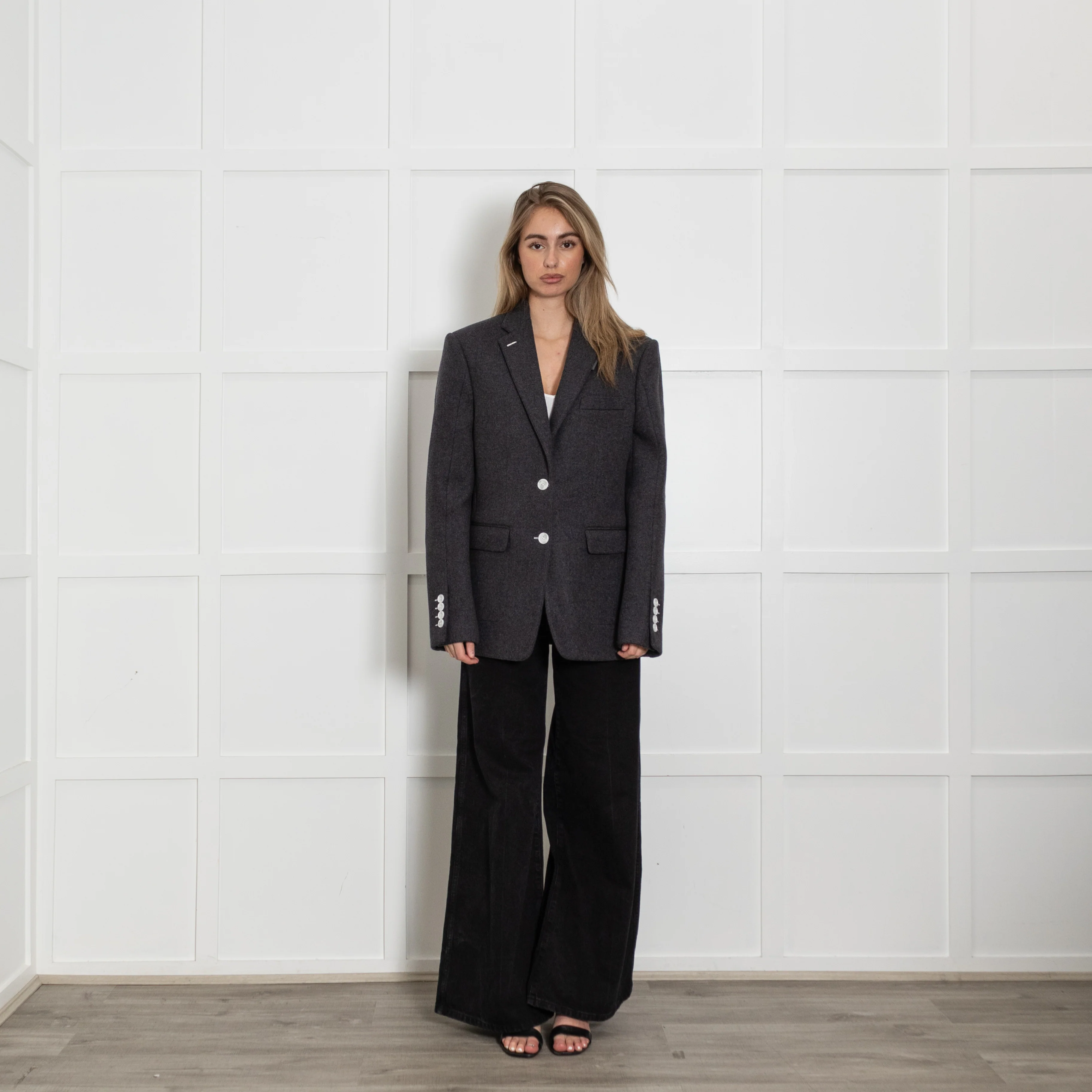 Burberry Grey Blazer With White Buttons