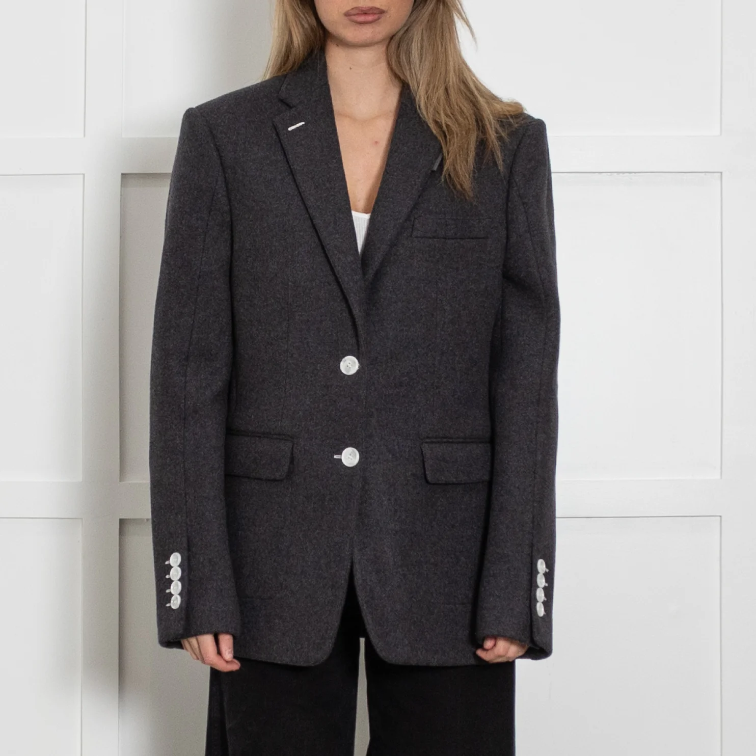 Burberry Grey Blazer With White Buttons - Image 2