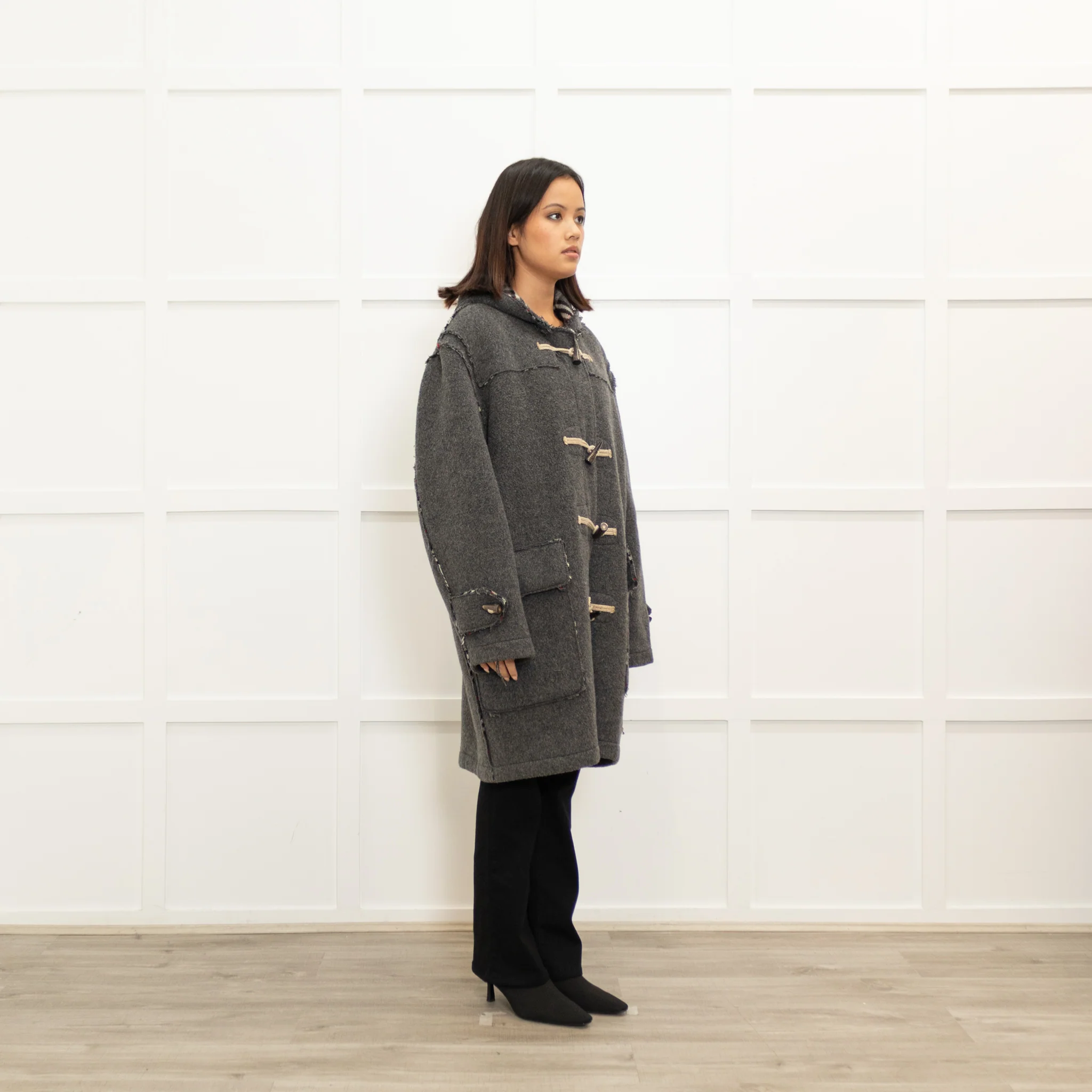 Burberry Grey Duffle Coat - Image 3