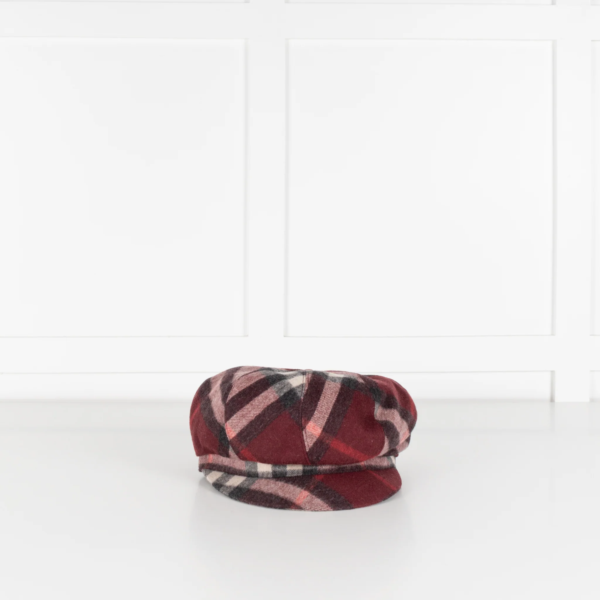 Burberry Newsboy Burgundy Wool & Cashmere Flat Cap