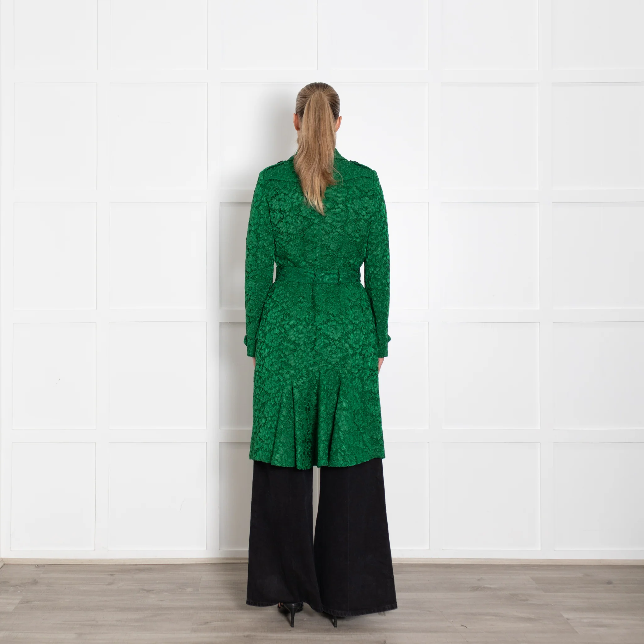 Burberry Prorsum Green Macrame Lace Trench Coat - Image 5