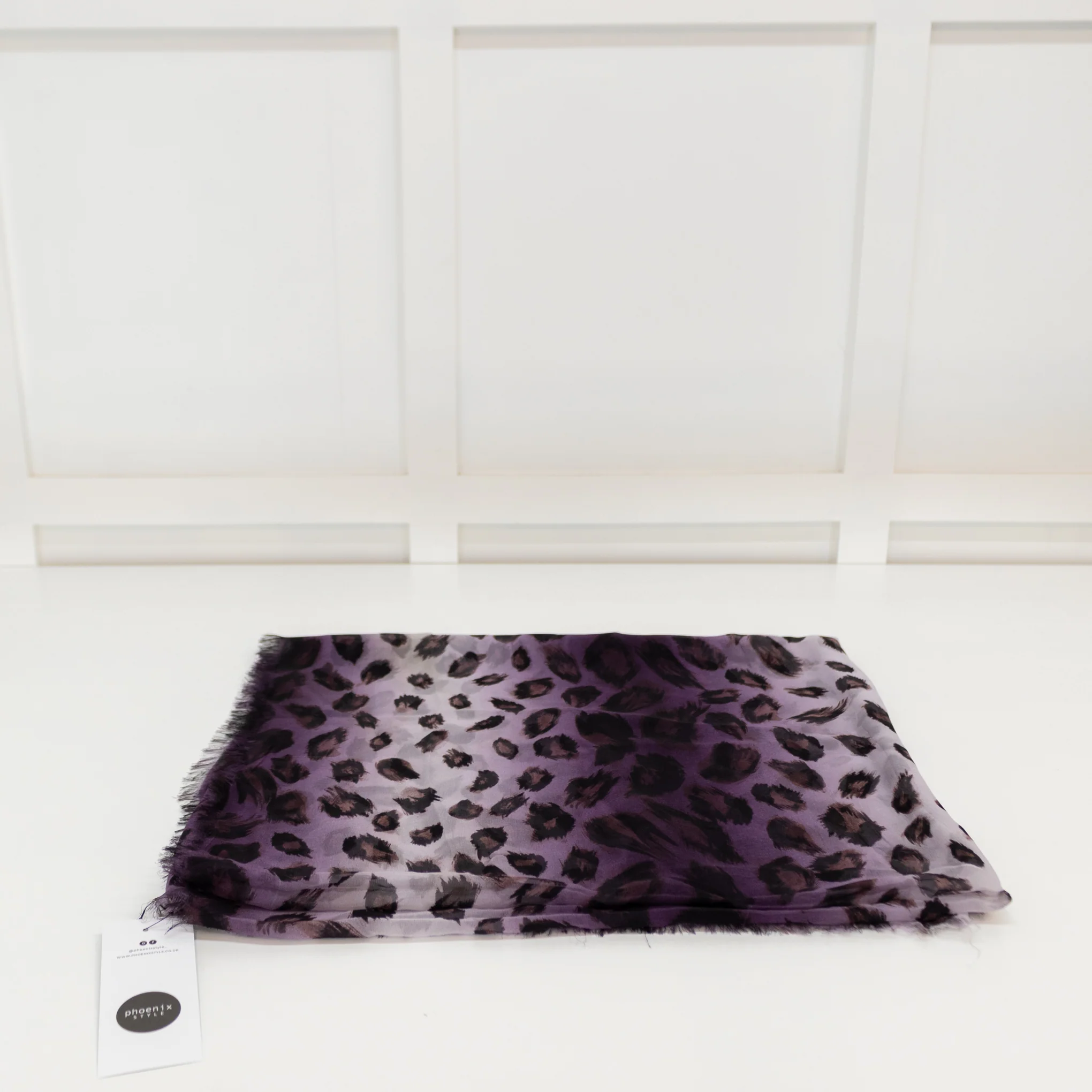 Burberry Purple Leopard Chiffon Scarf - Image 4