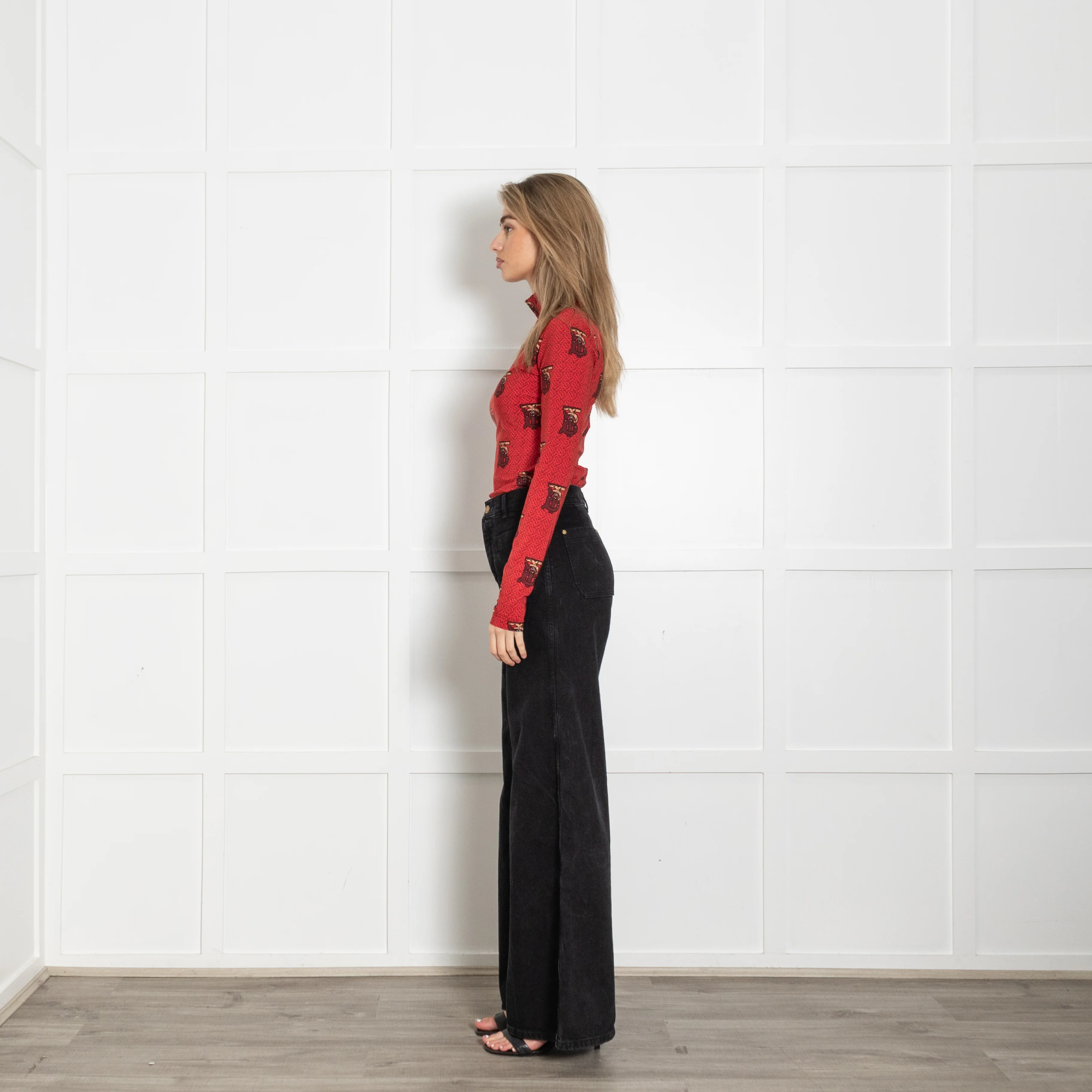 Burberry Red All-Over Monogram Print Body Suit - Image 4