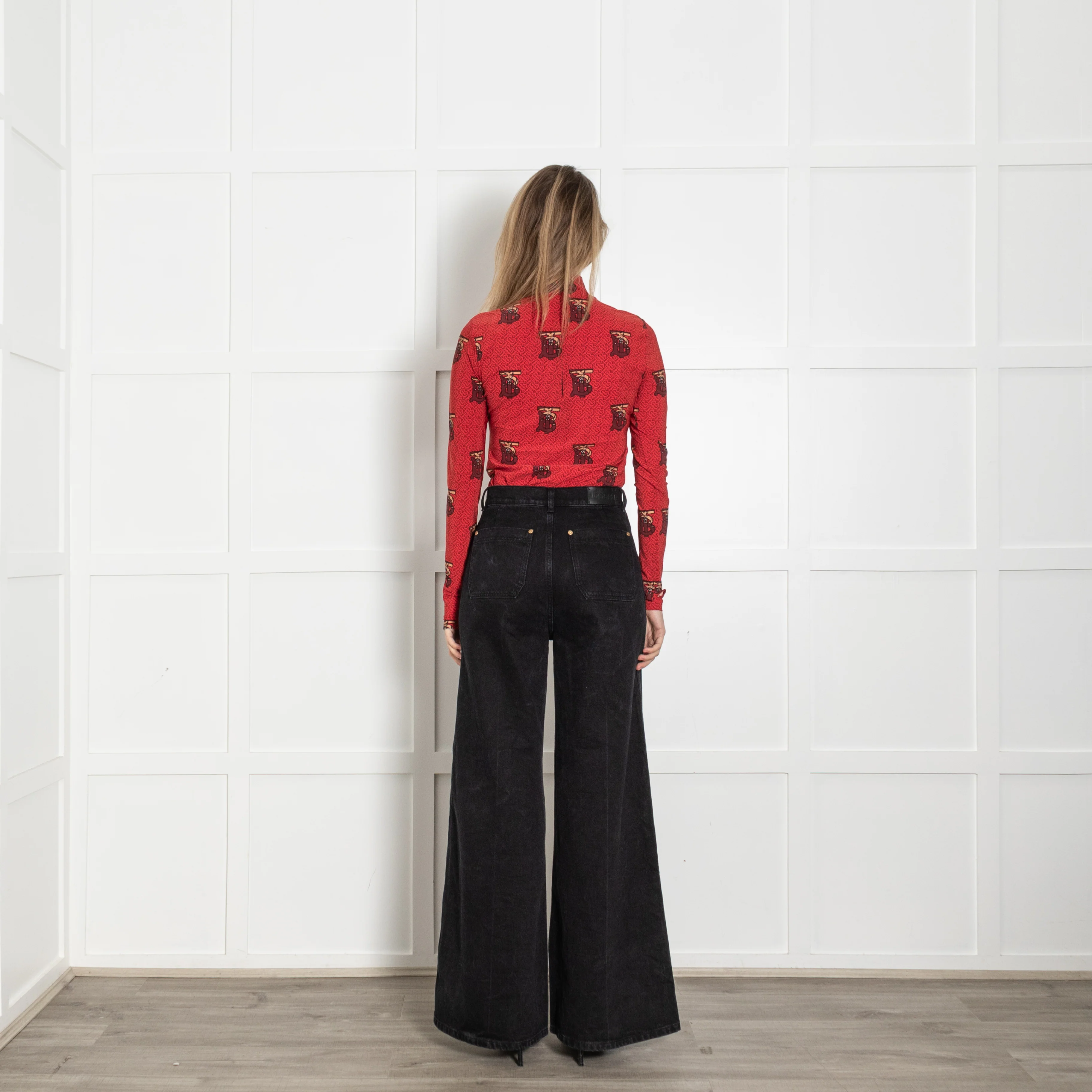 Burberry Red All-Over Monogram Print Body Suit - Image 5