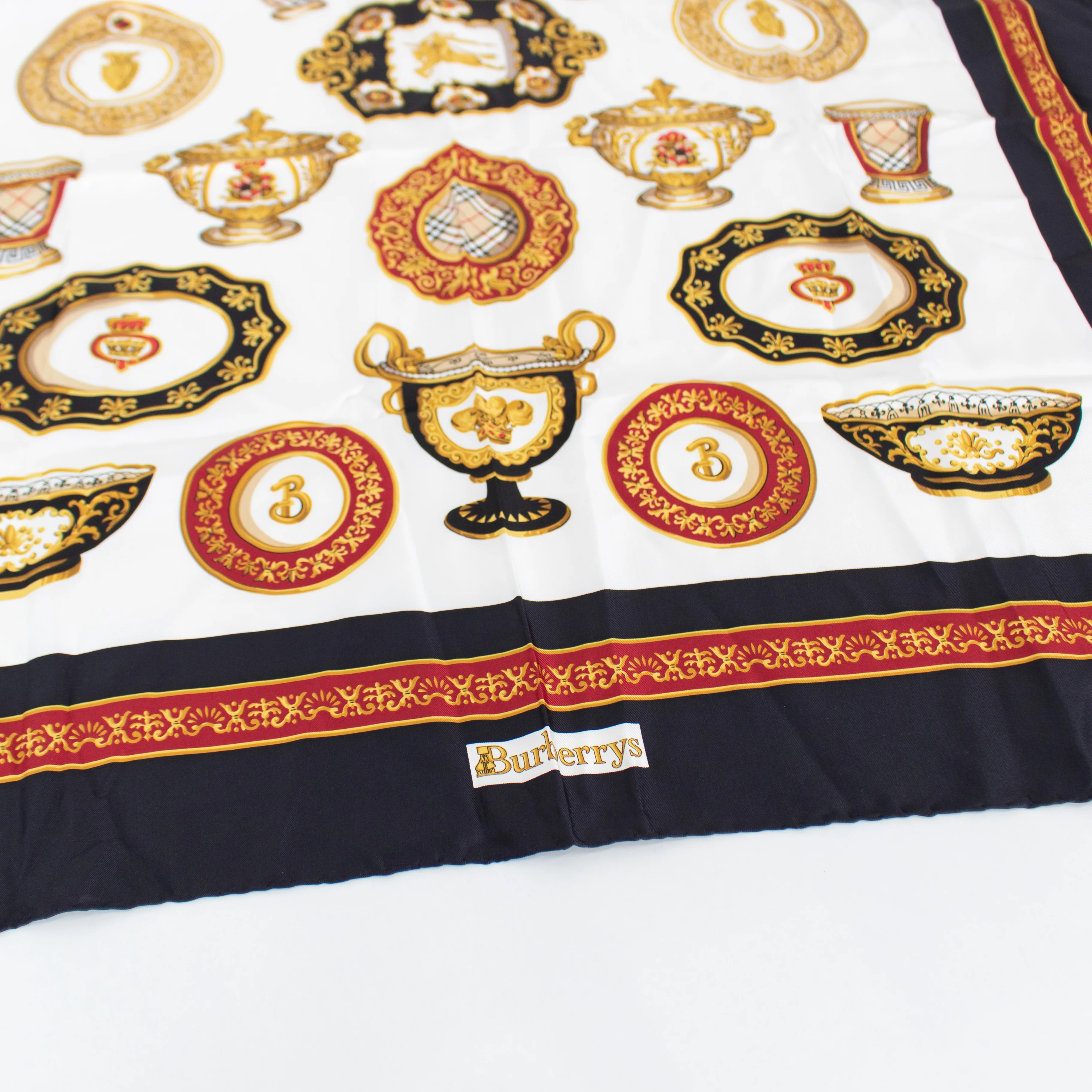 Burberry Silk Square Black and Gold Trophy Scarf - Image 2