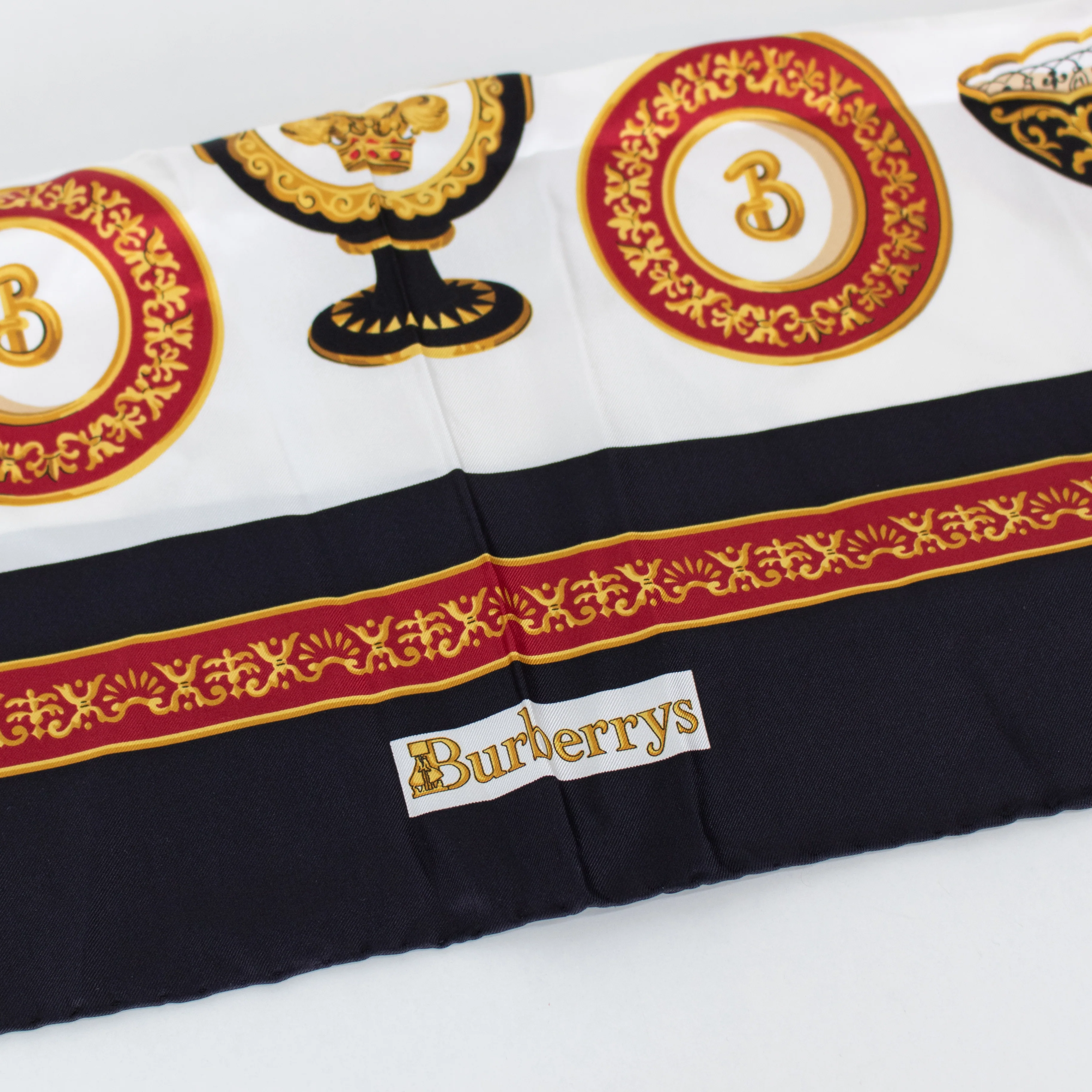 Burberry Silk Square Black and Gold Trophy Scarf - Image 4