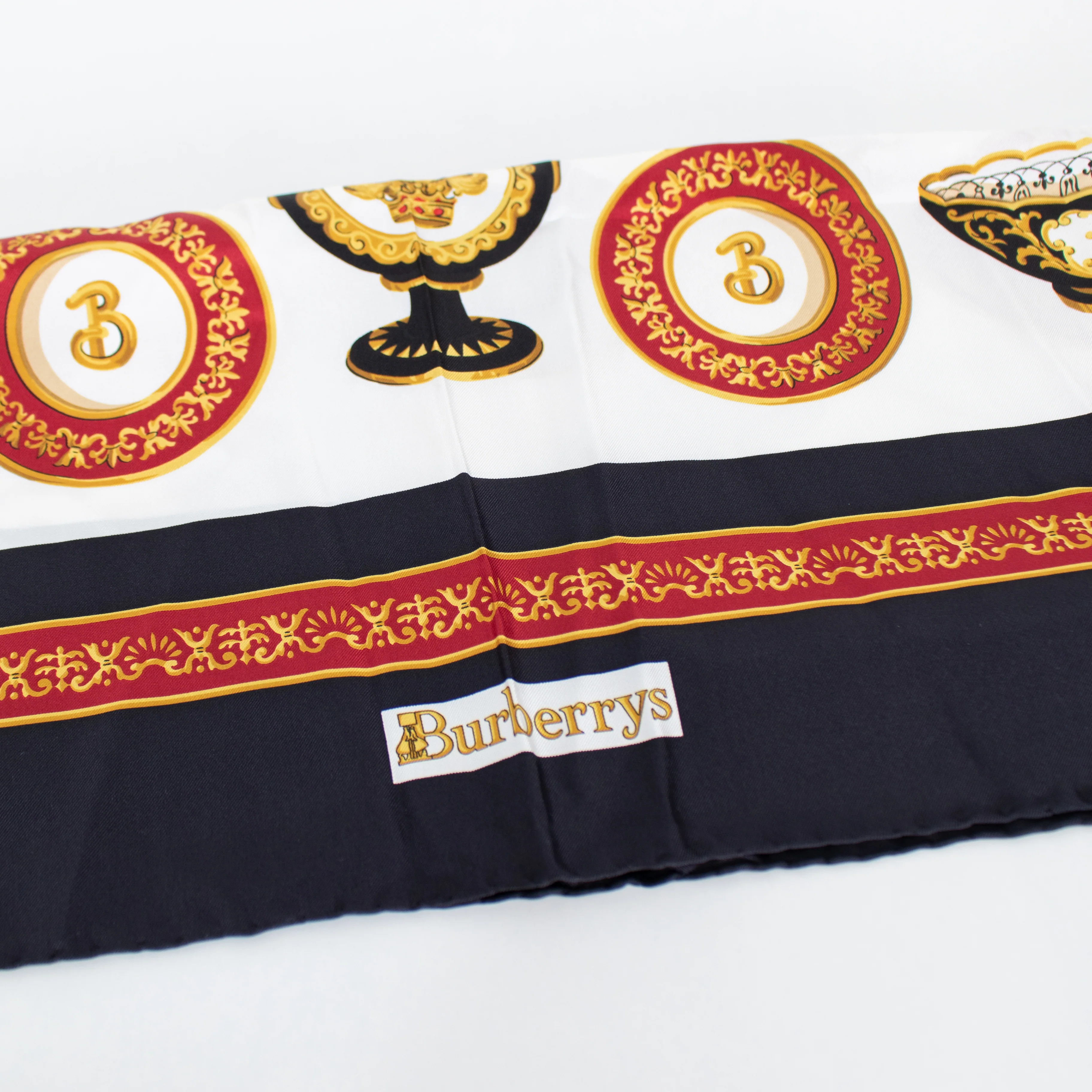 Burberry Silk Square Black and Gold Trophy Scarf - Image 5