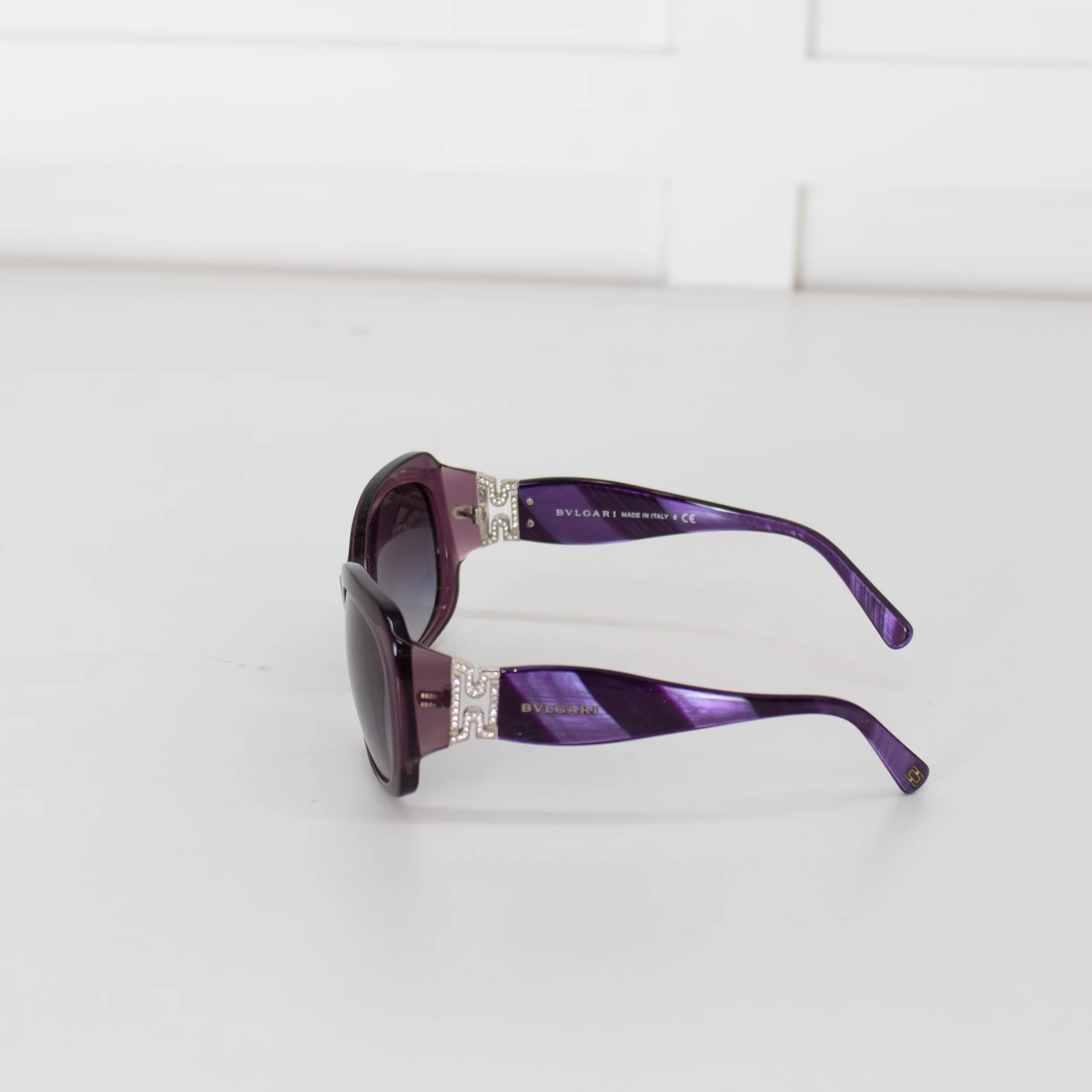 Bvlgari Purple Sunglasses with Crystal Details - Image 4