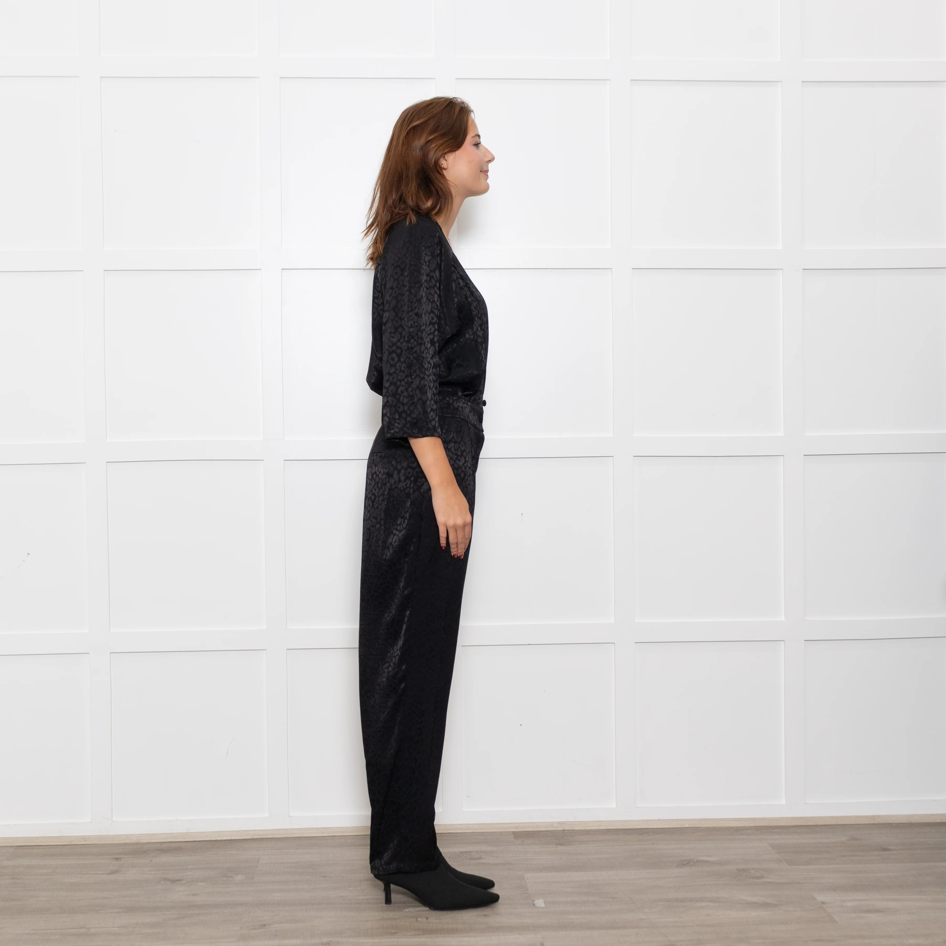 By Iris Black Jaquard Silky Jumpsuit - Image 6