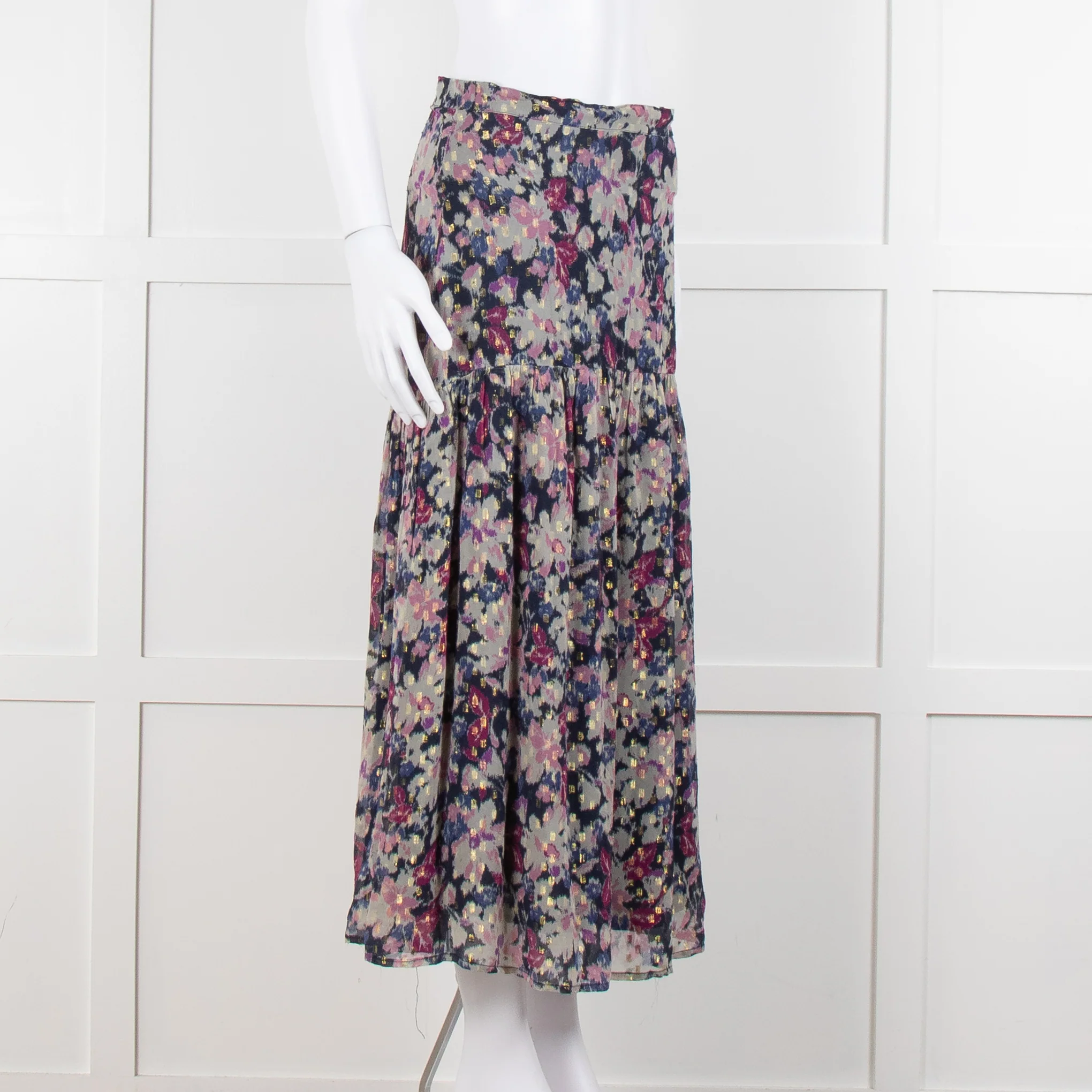 By Iris Blue Purple Gold Lurex Fleck Maxi Skirt - Image 2