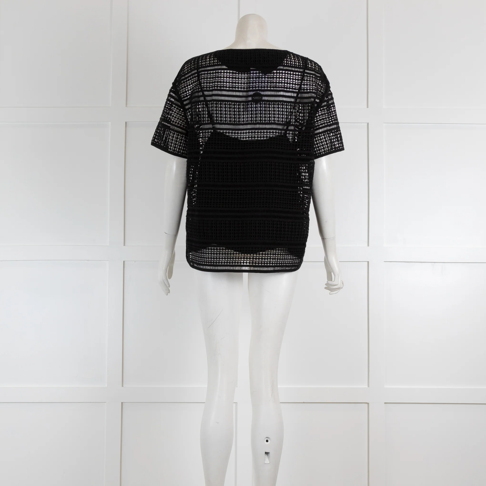By Malene Birger Black Broderie Short Sleeve Top - Image 2