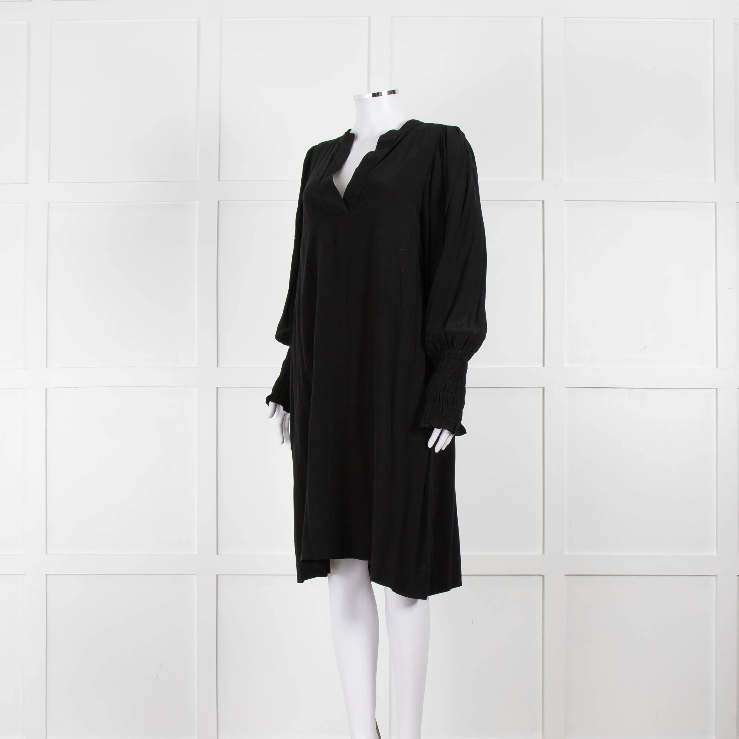 By Malene Birger Black Dress with Smocked Cuffs - Image 9