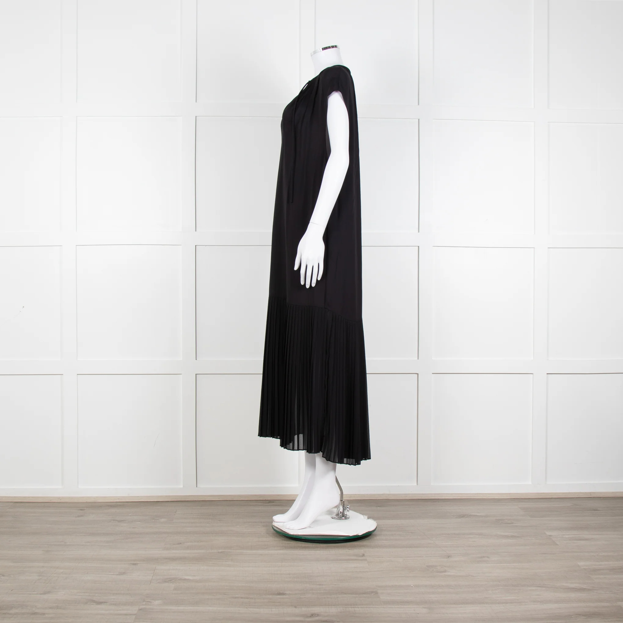 By Malene Birger Black Sleeveless Dress With Dropped Pleated Hem Dress - Image 3