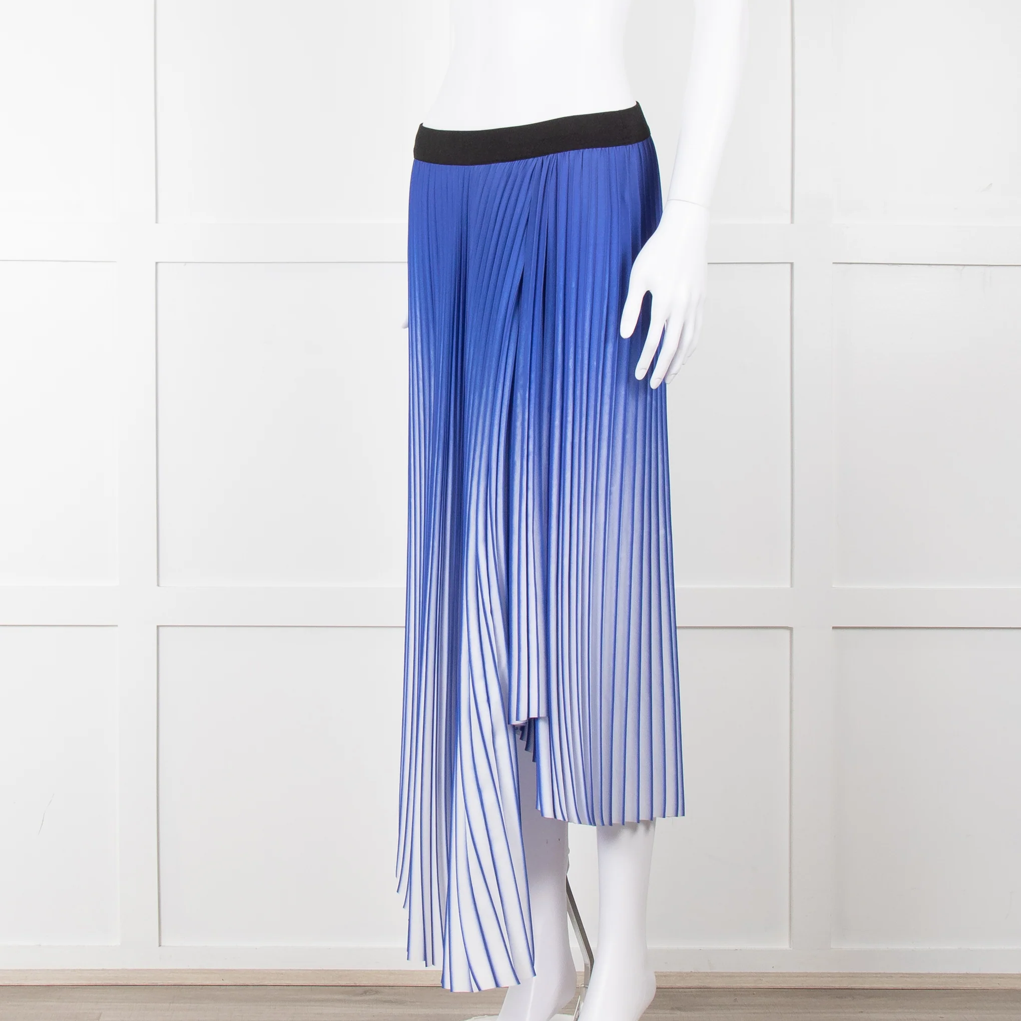 By Malene Birger Blue & White Mirco Pleat Elastic Waist Skirt - Image 2