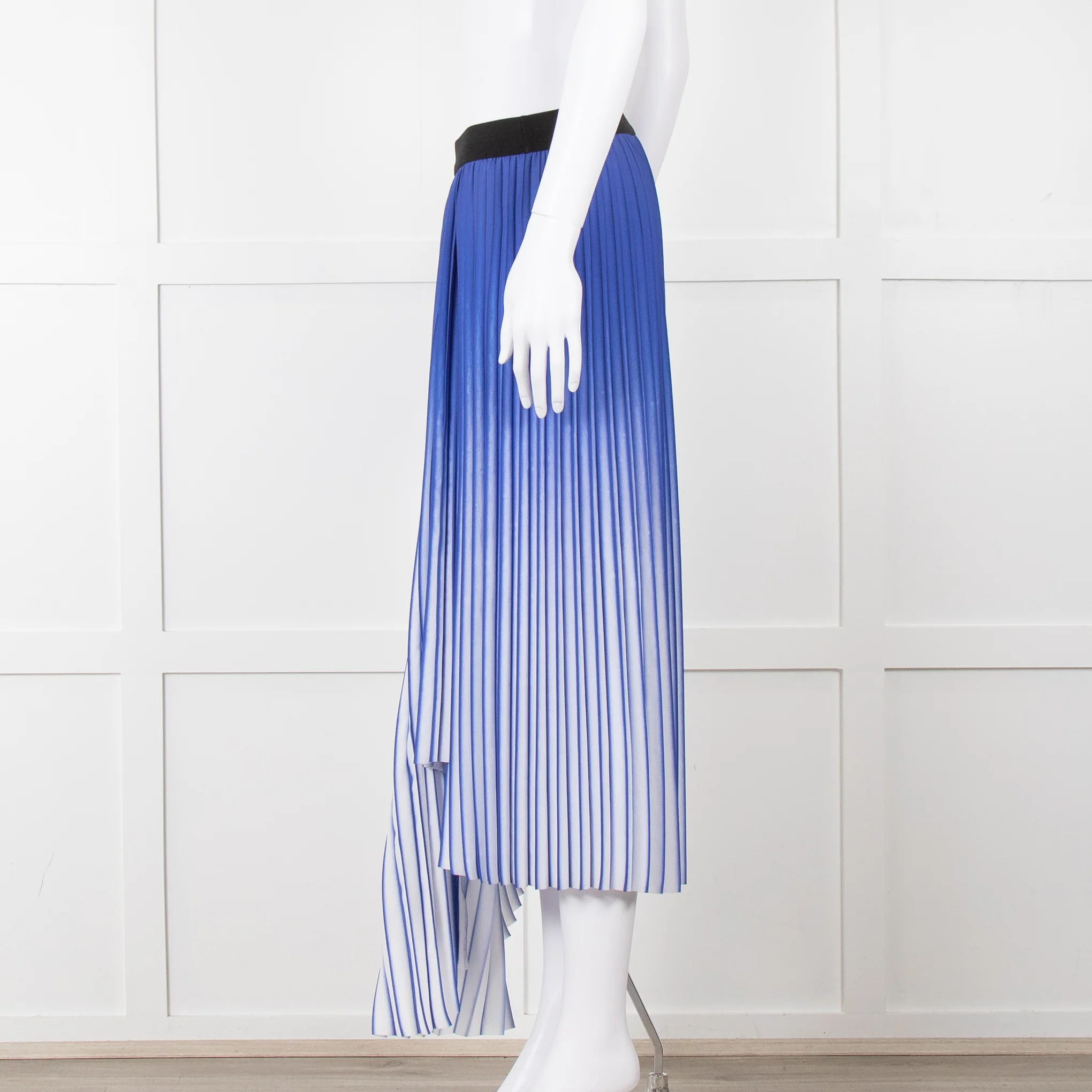 By Malene Birger Blue & White Mirco Pleat Elastic Waist Skirt - Image 3