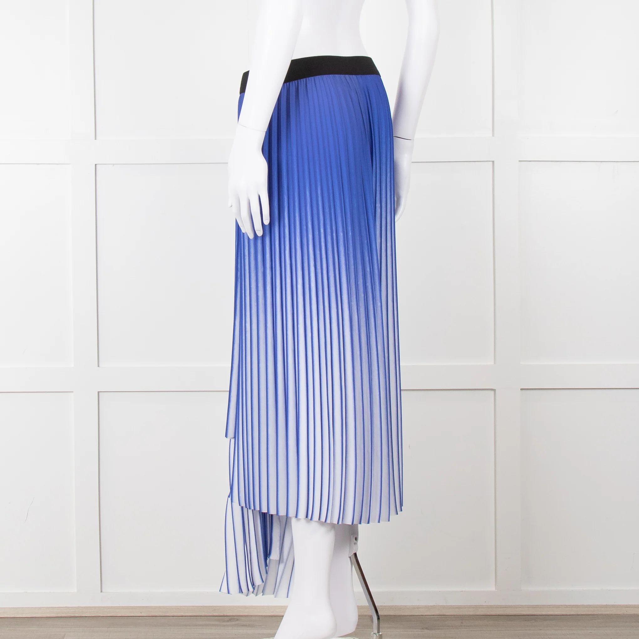 By Malene Birger Blue & White Mirco Pleat Elastic Waist Skirt - Image 4