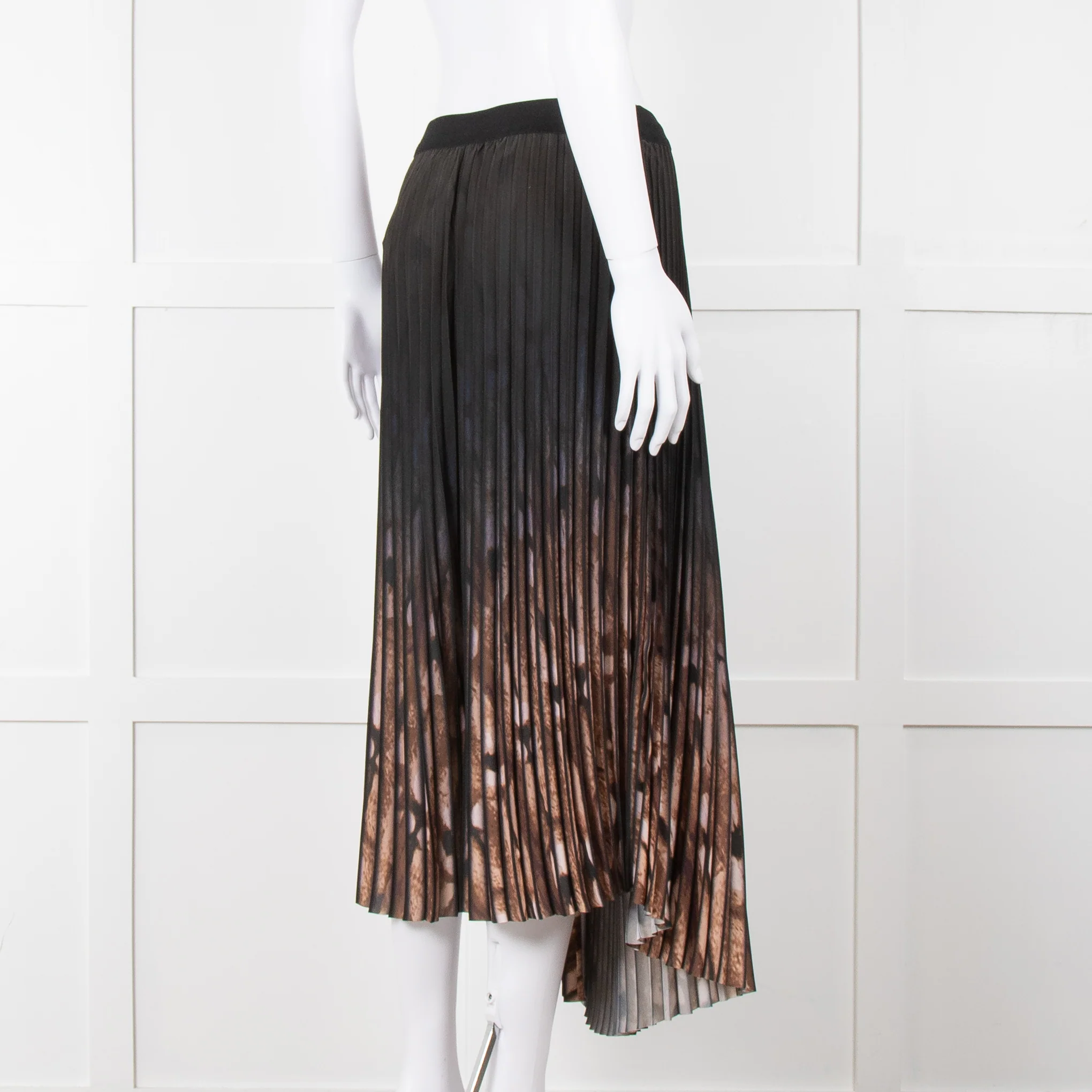 By Malene Birger Brown Pattern Micro Pleat Elasti Waist Skirt - Image 4