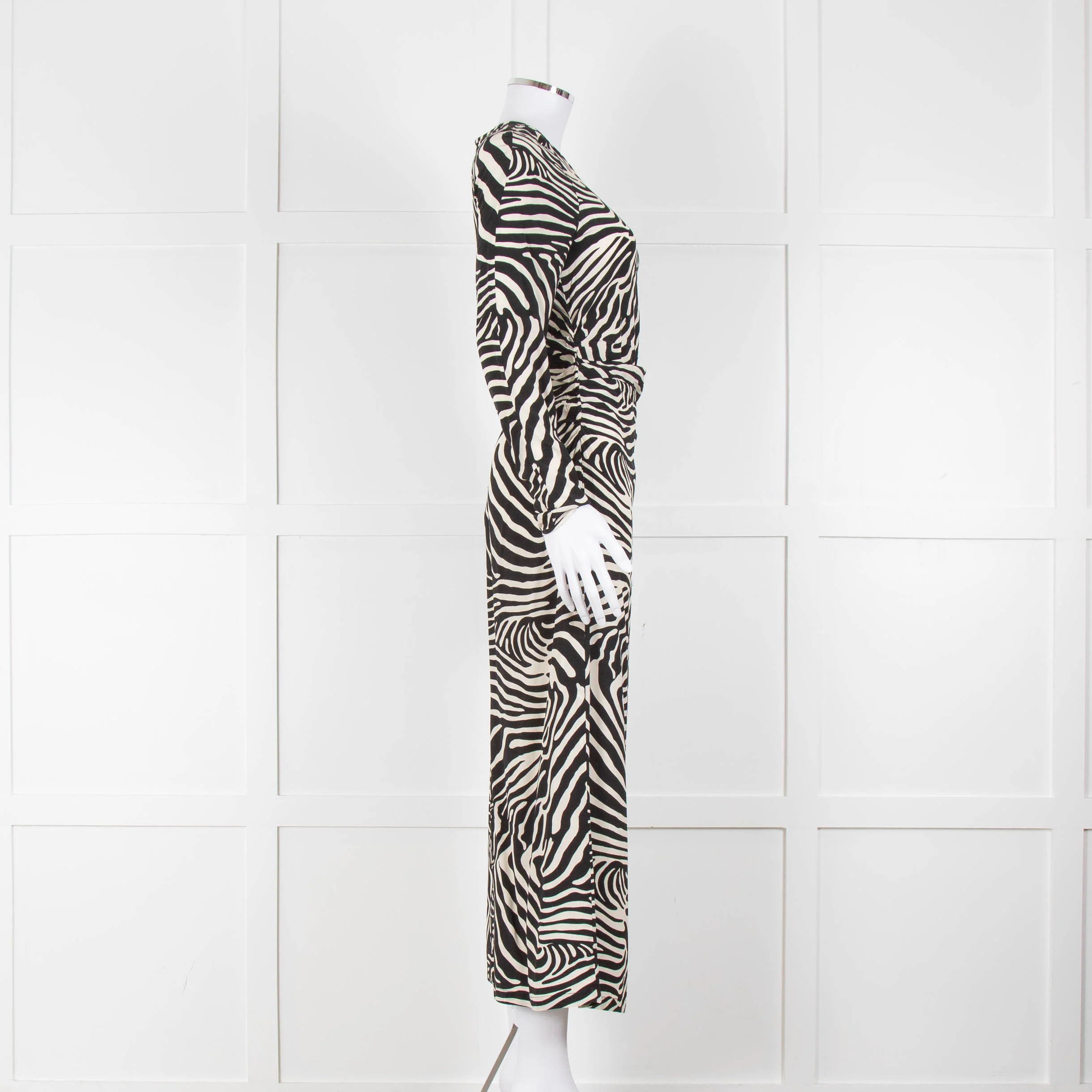 By Malene Birger Zebra Print Ruched Front Maxi Dress - Image 3