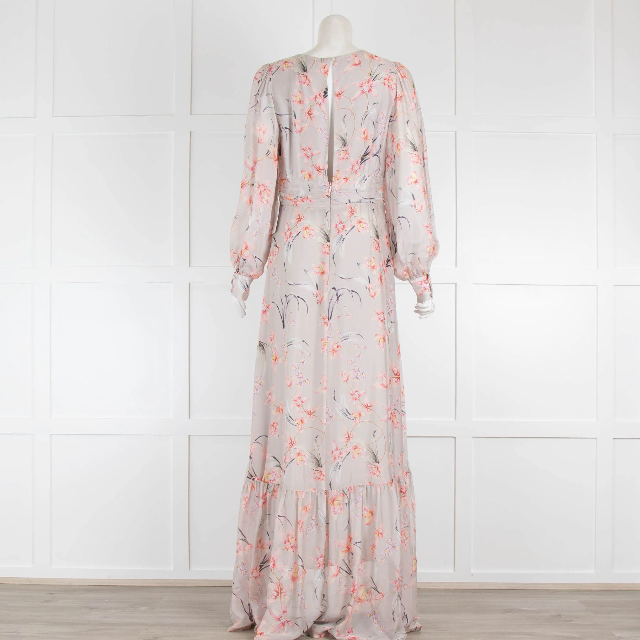 By Malina Pale Pink Floral Maxi Long Sleeve Dress - Image 2