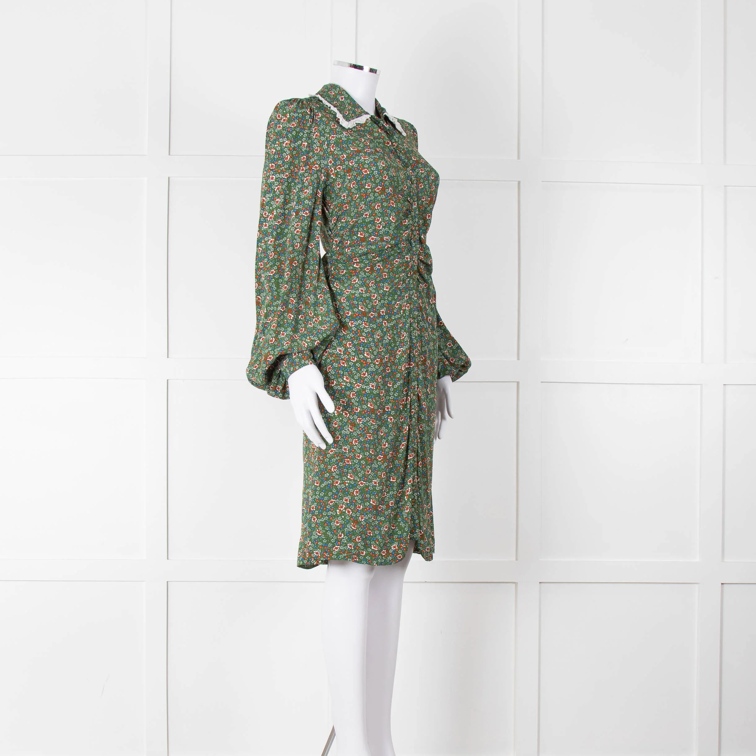 BY Timo Green Orange Floral Button Front Short Dress - Image 2