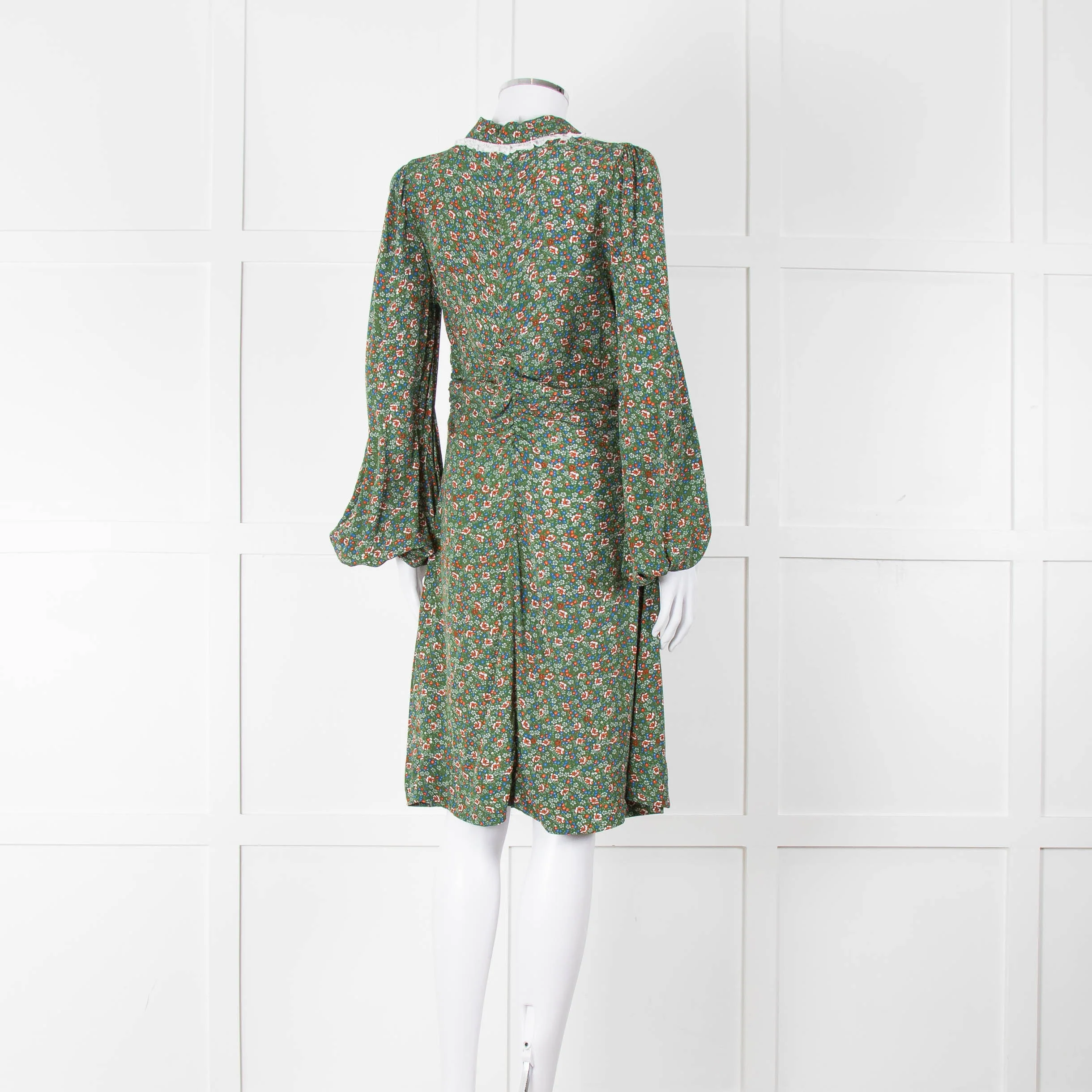 BY Timo Green Orange Floral Button Front Short Dress - Image 4