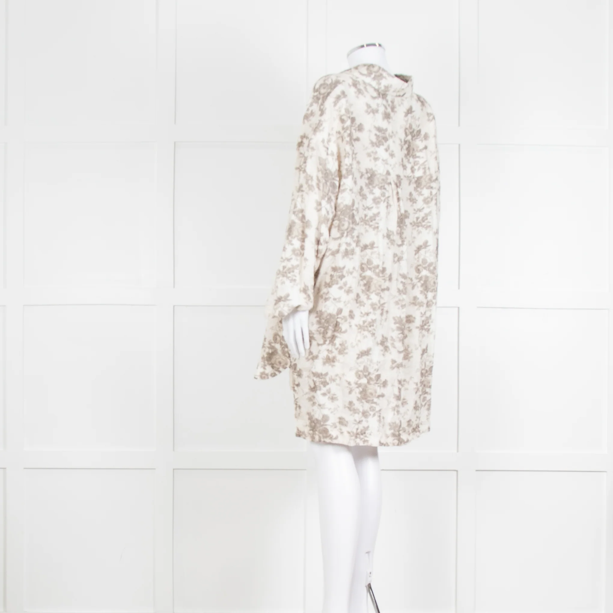 By Walid Grey Rose Floral Print Linen Shirt with Shorts Set - Image 4