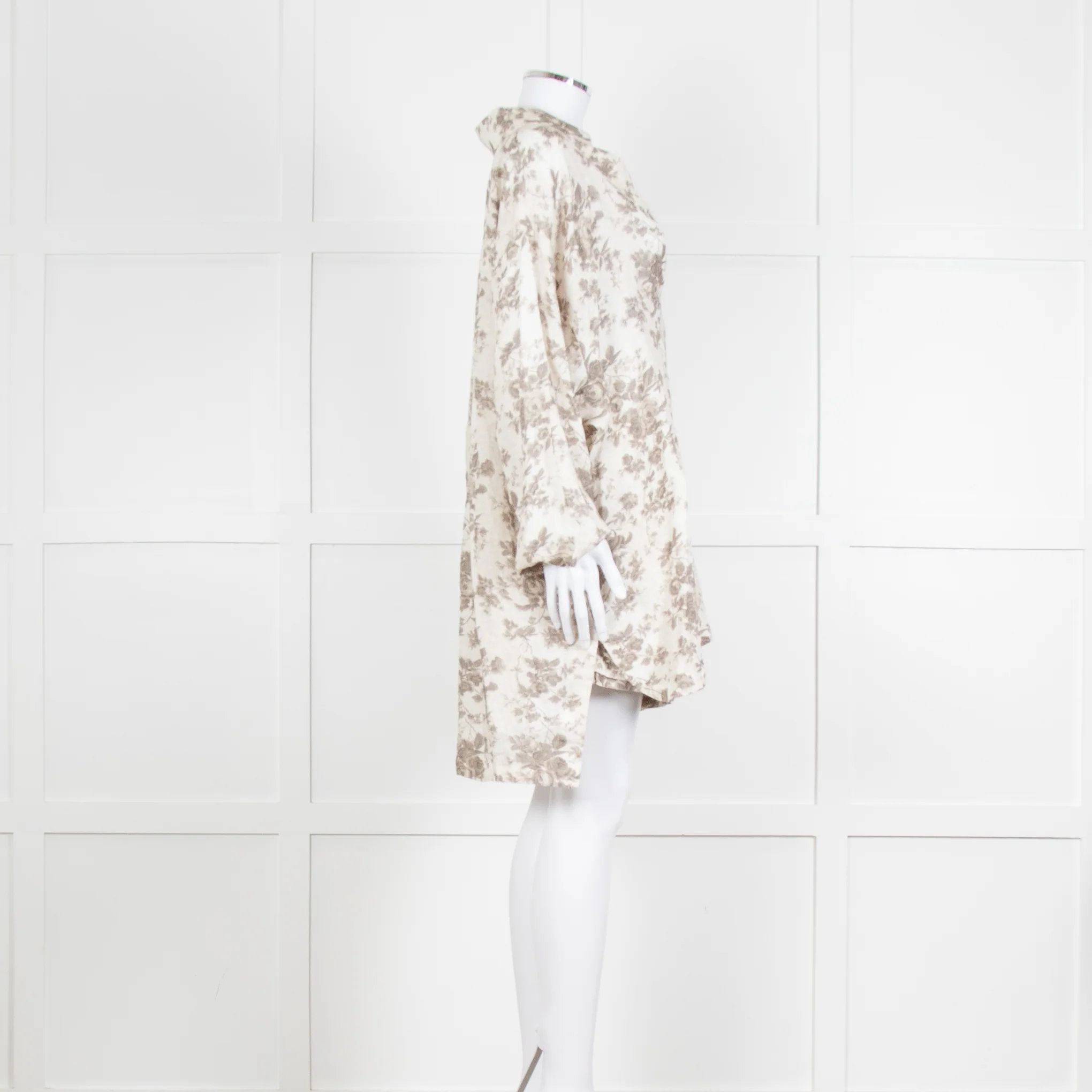By Walid Grey Rose Floral Print Linen Shirt with Shorts Set - Image 7