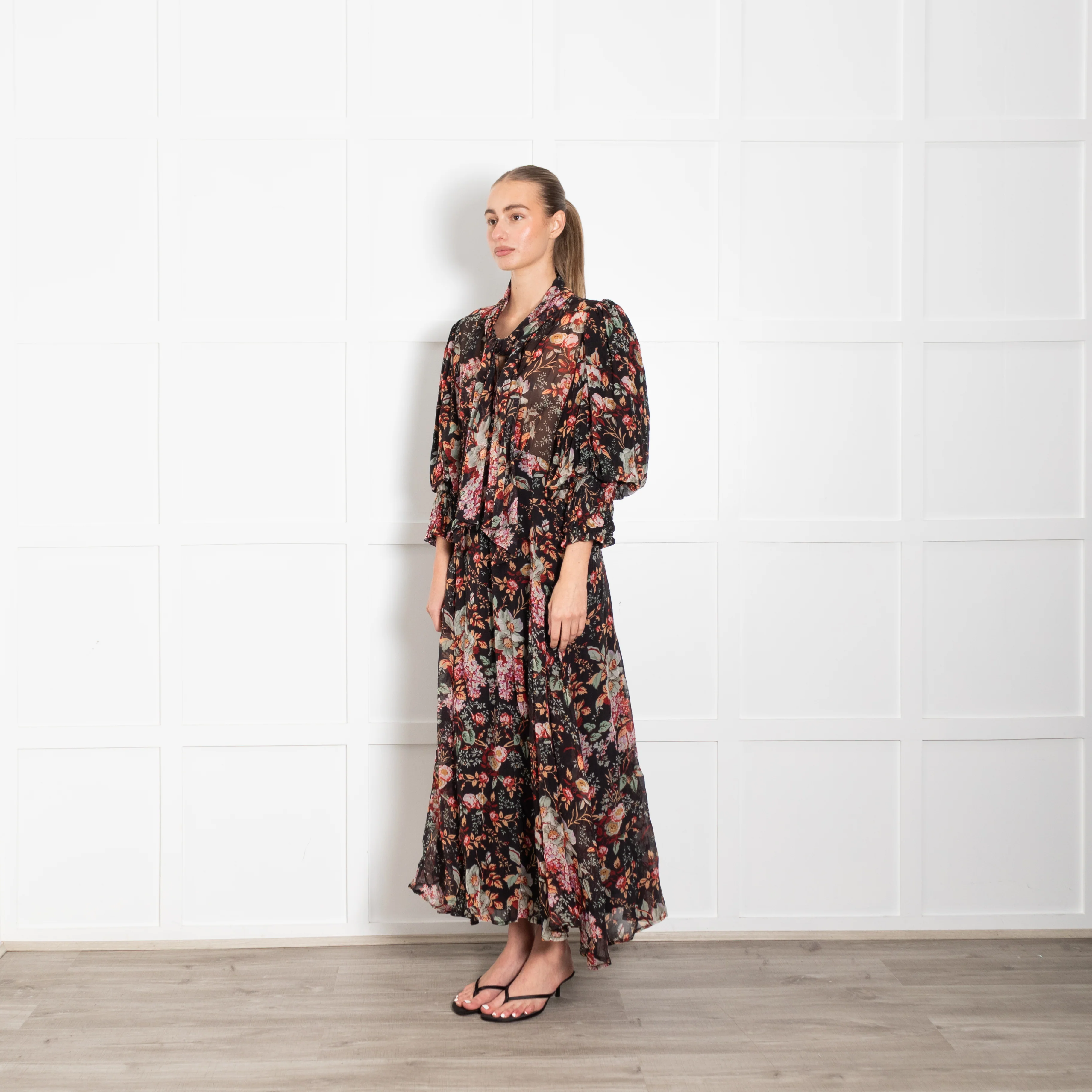 byTiMo Organza Midi Dress in Black Blossom - Image 3