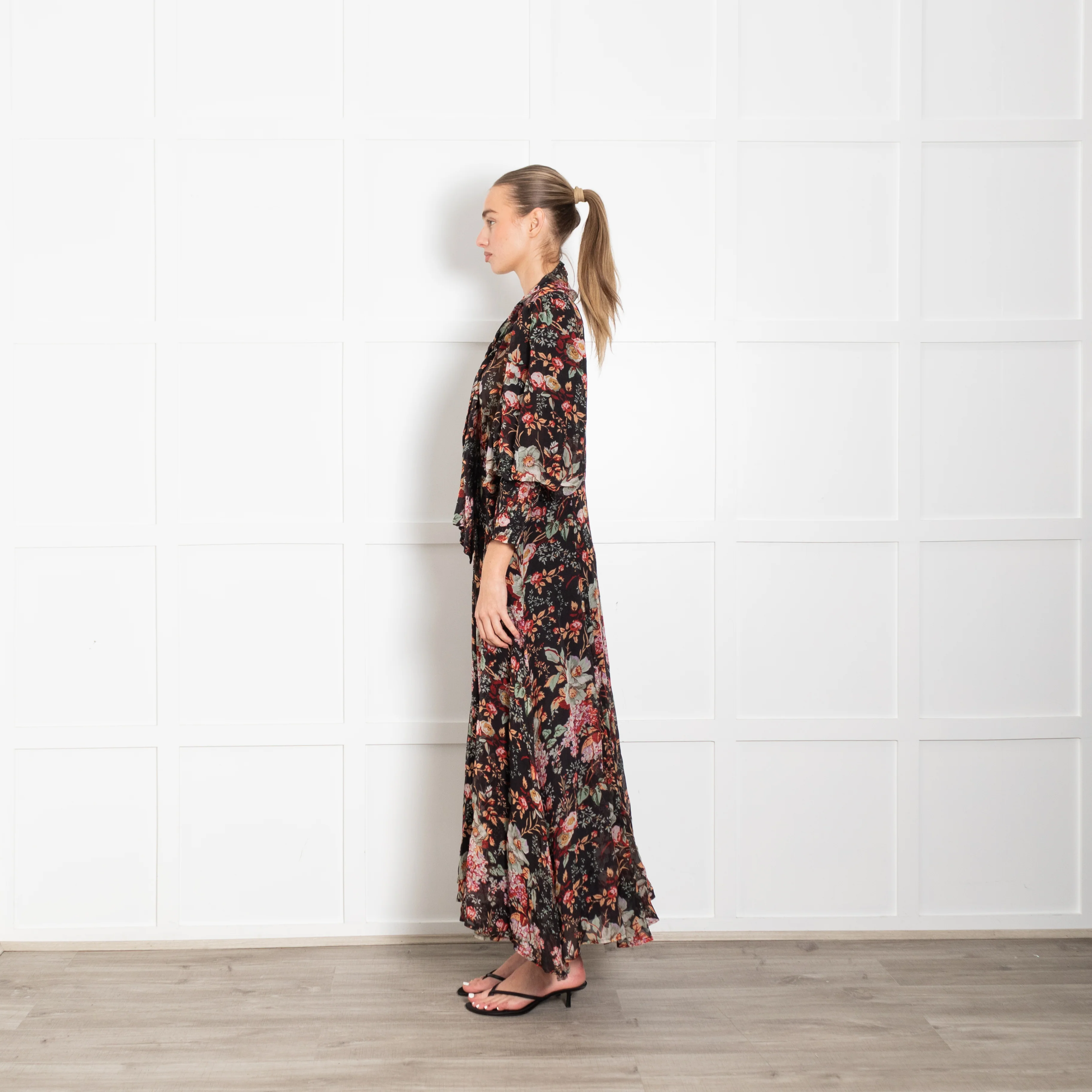 byTiMo Organza Midi Dress in Black Blossom - Image 4
