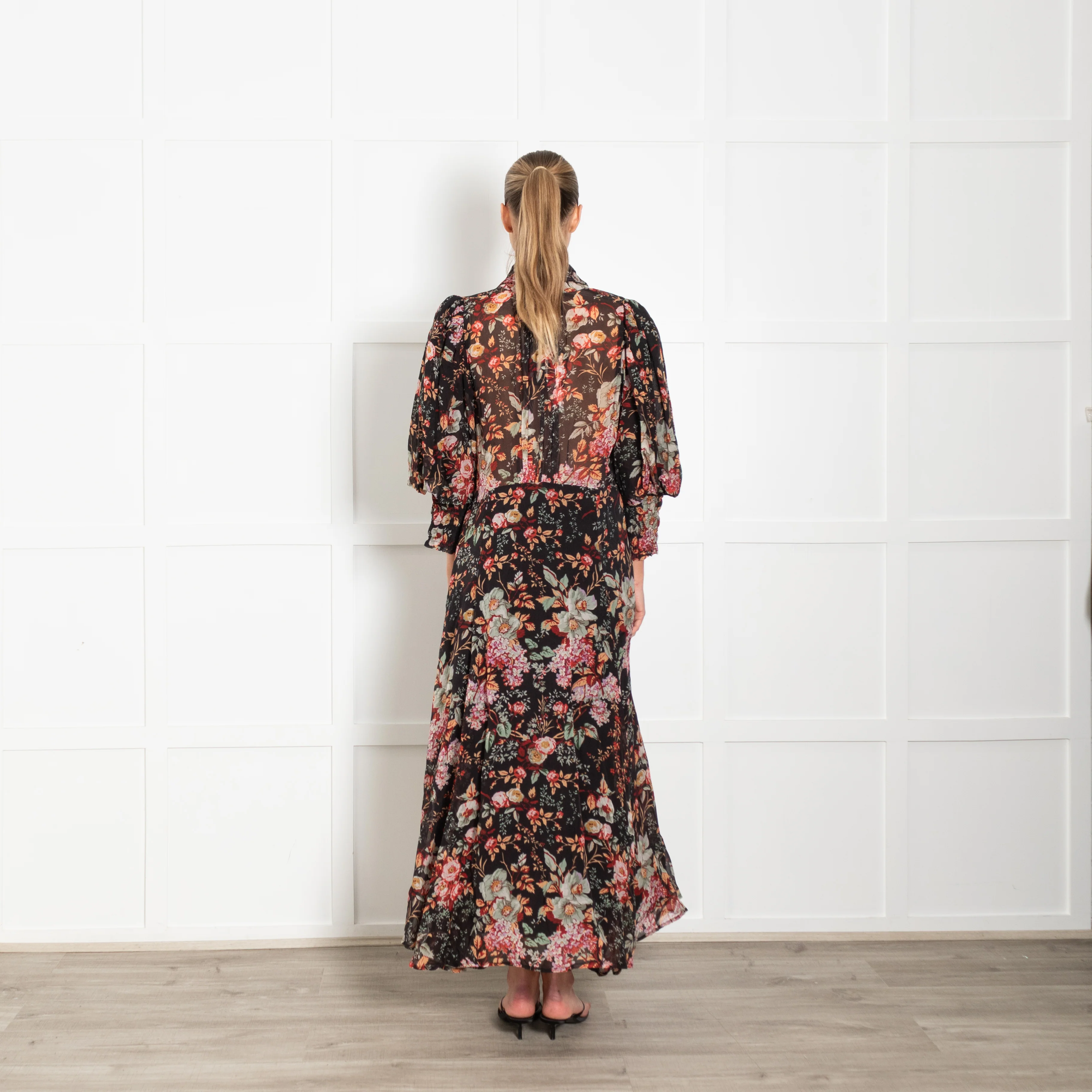 byTiMo Organza Midi Dress in Black Blossom - Image 5