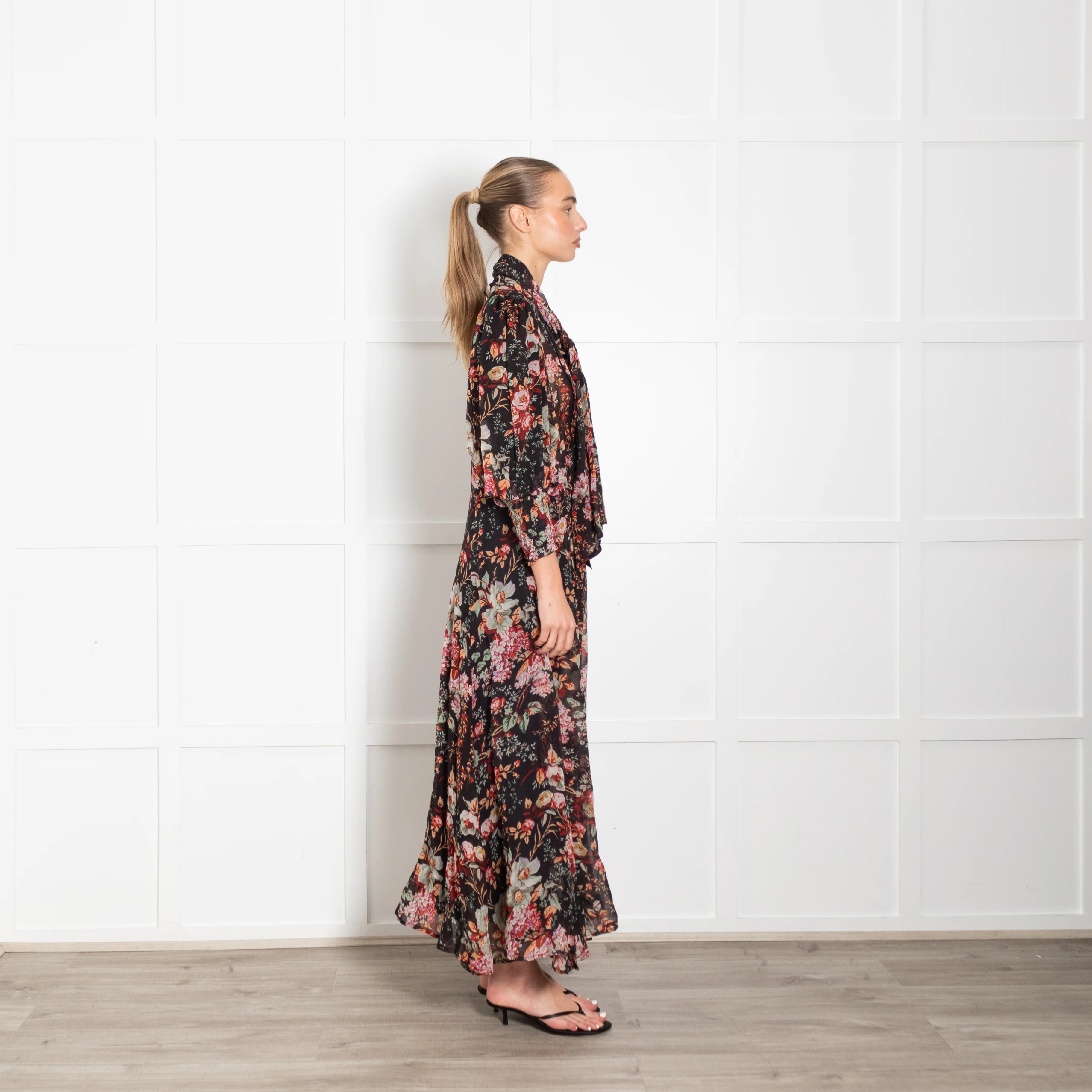 byTiMo Organza Midi Dress in Black Blossom - Image 6