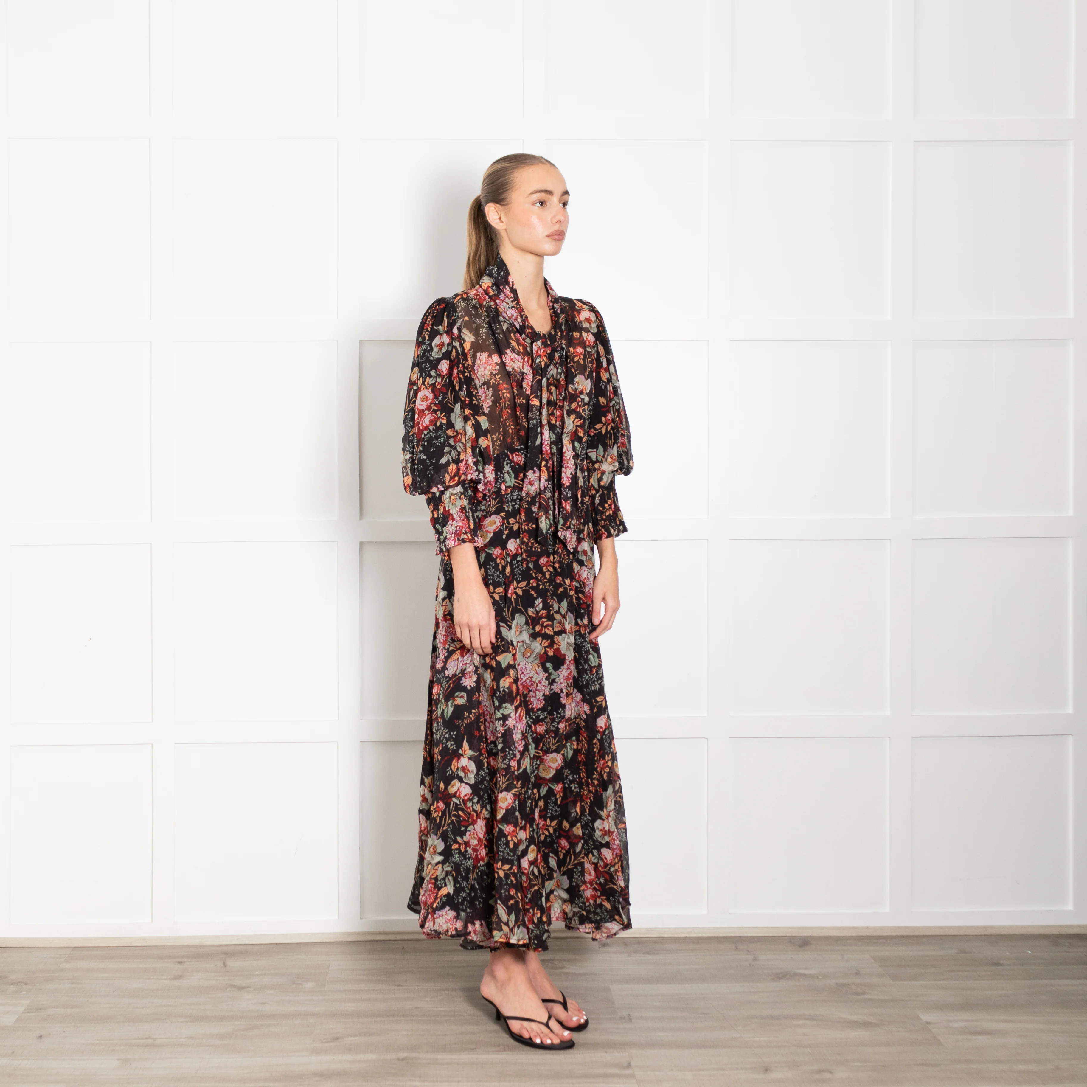byTiMo Organza Midi Dress in Black Blossom - Image 7