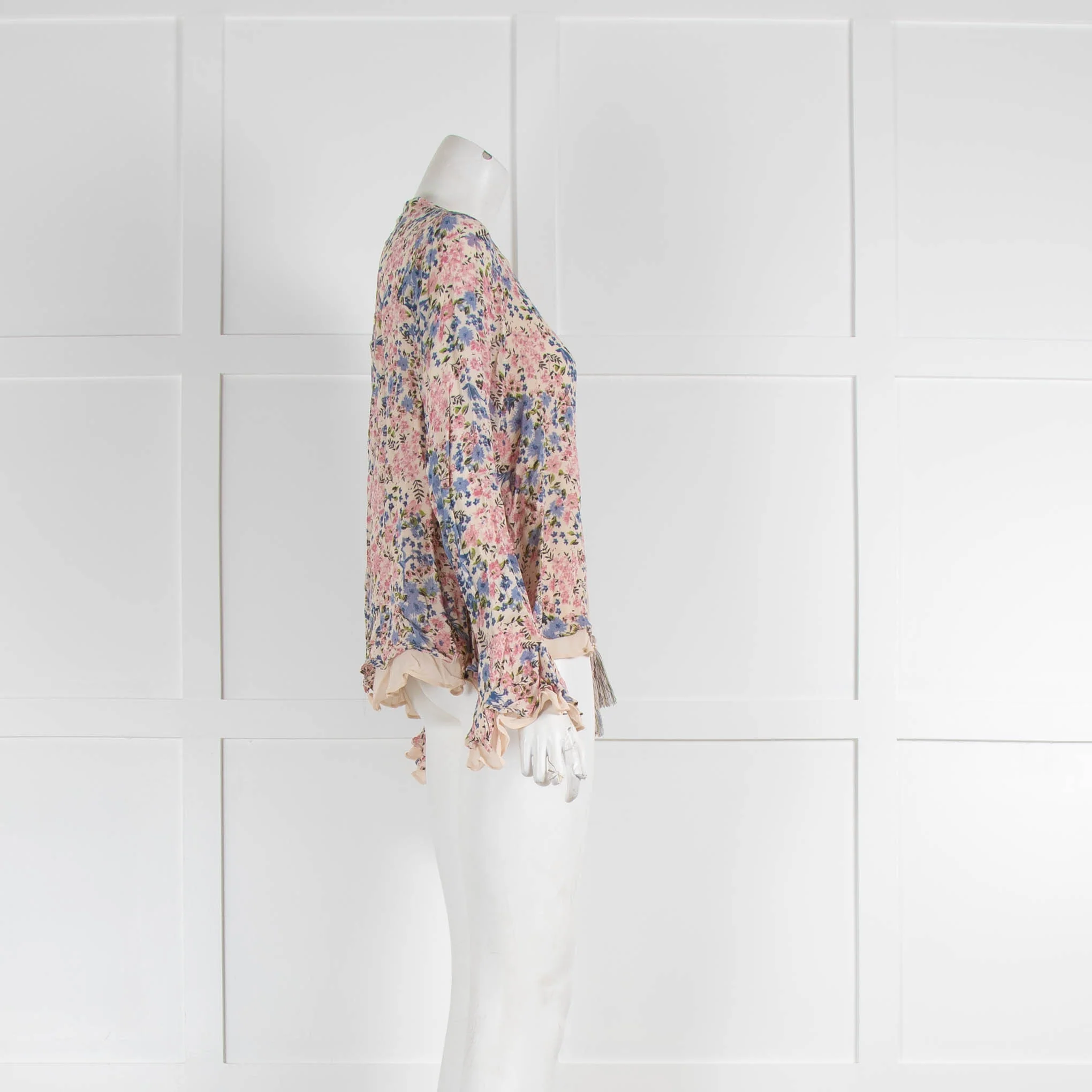 ByTimo Pink Floral Tie Neck Top - Image 2