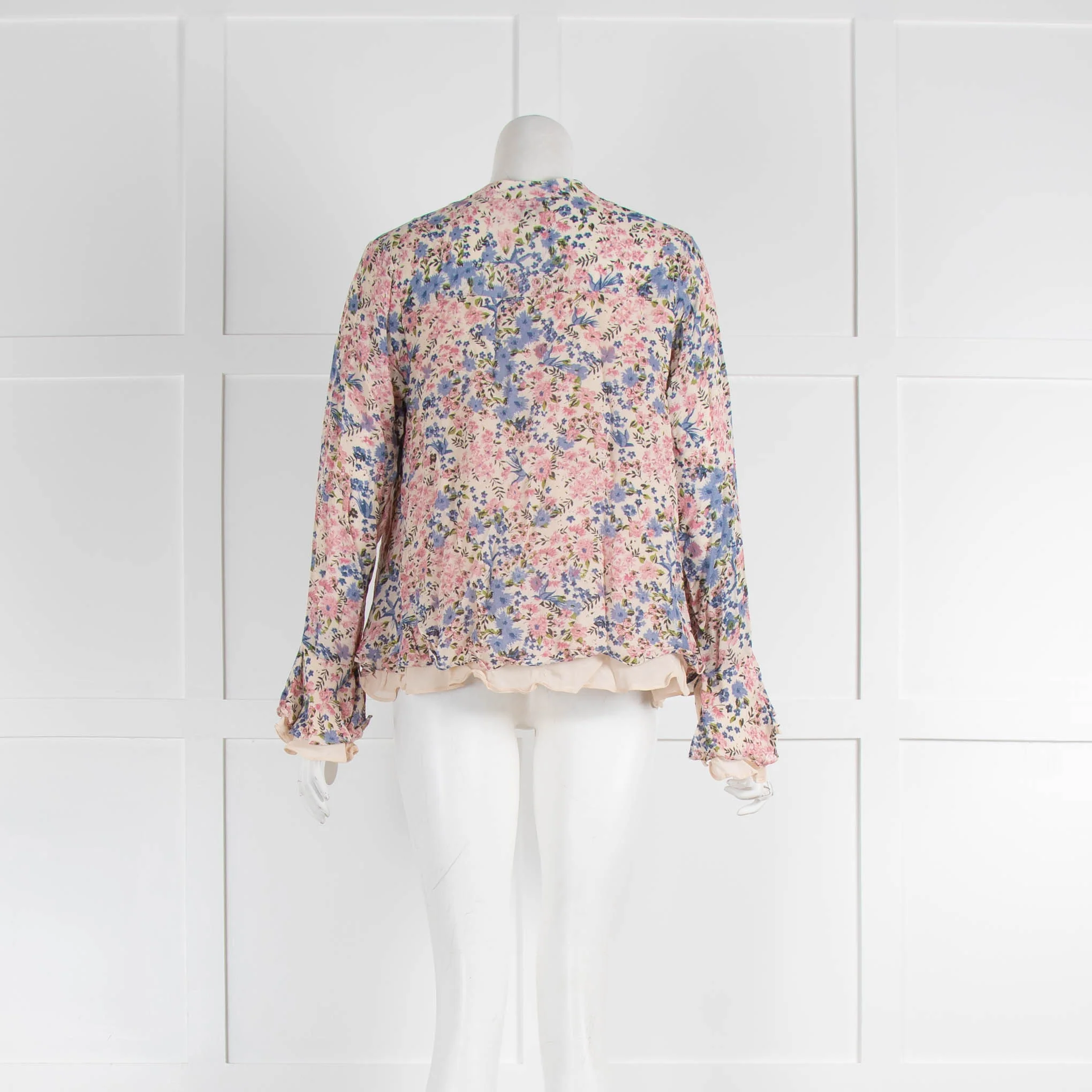 ByTimo Pink Floral Tie Neck Top - Image 3