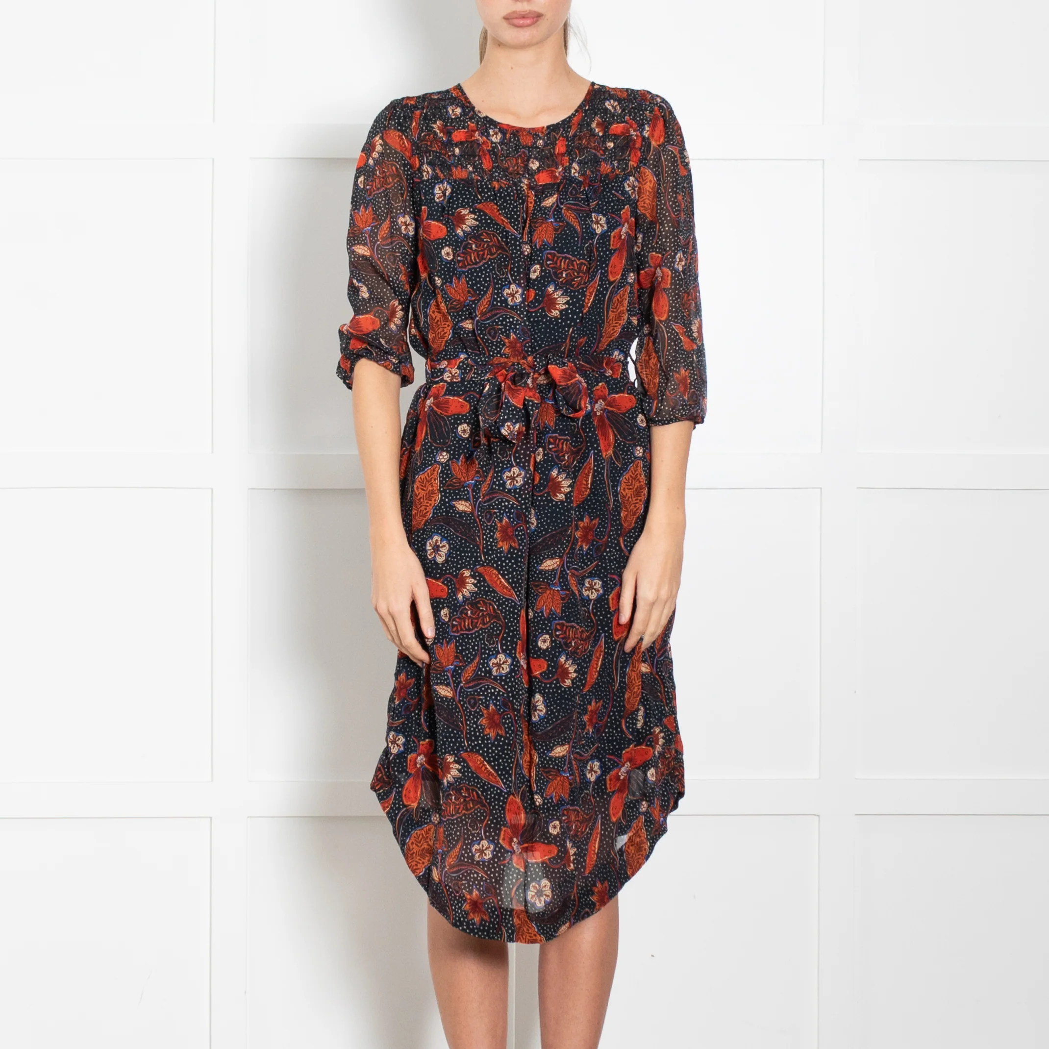 Pyrus Black Blue Orange Floral Dress - Image 2