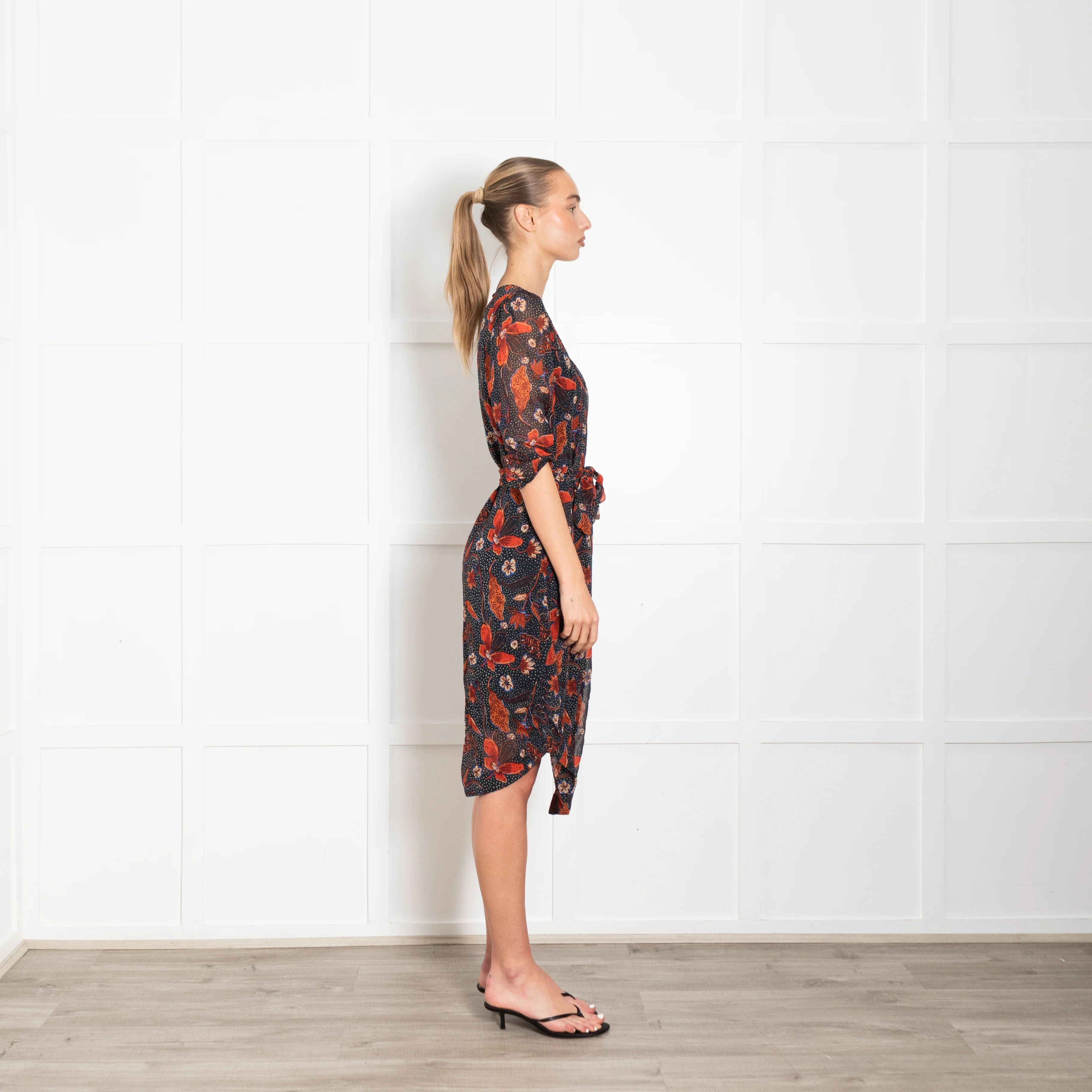 Pyrus Black Blue Orange Floral Dress - Image 6