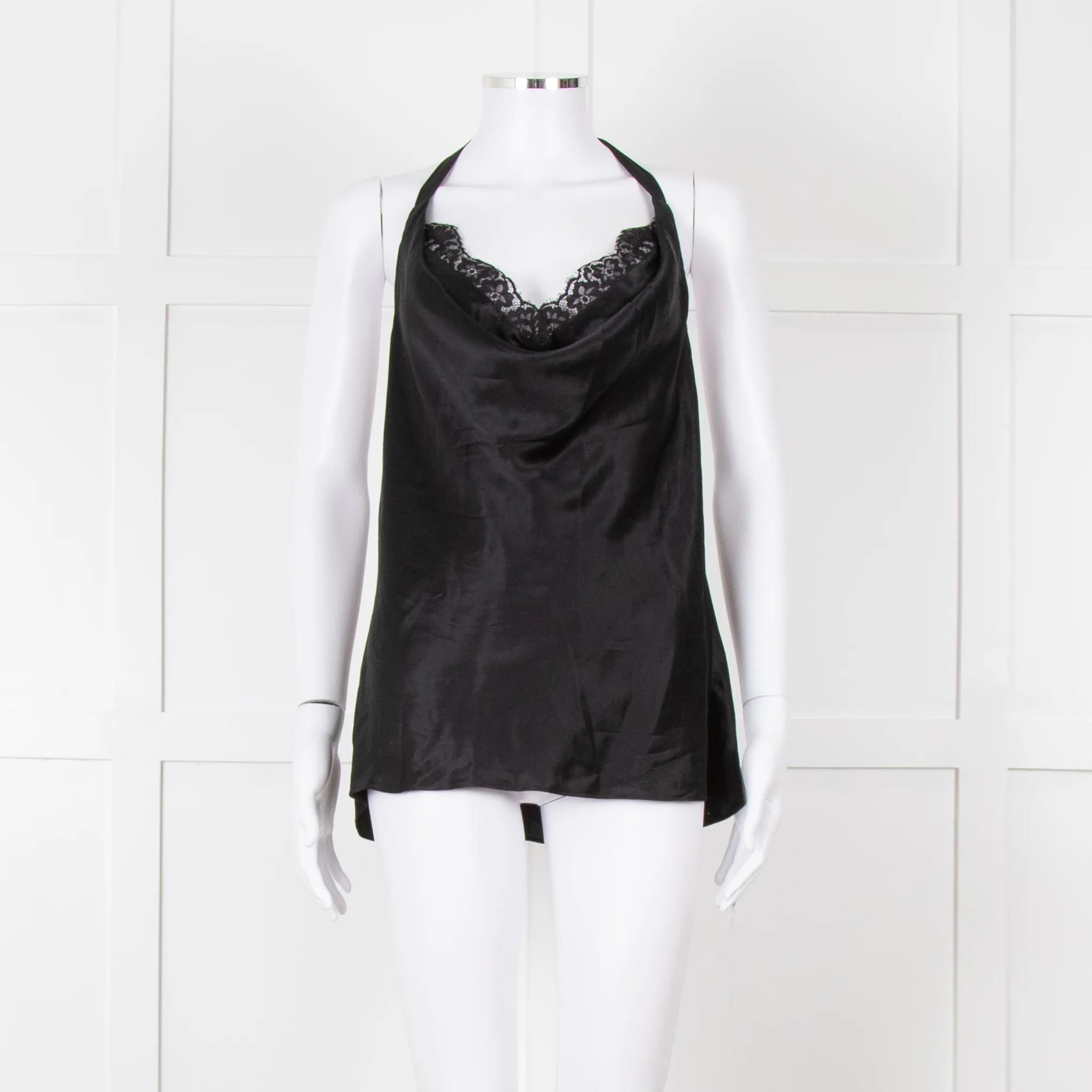 Cami NYC Black Silk and Lace Halterneck Camisole
