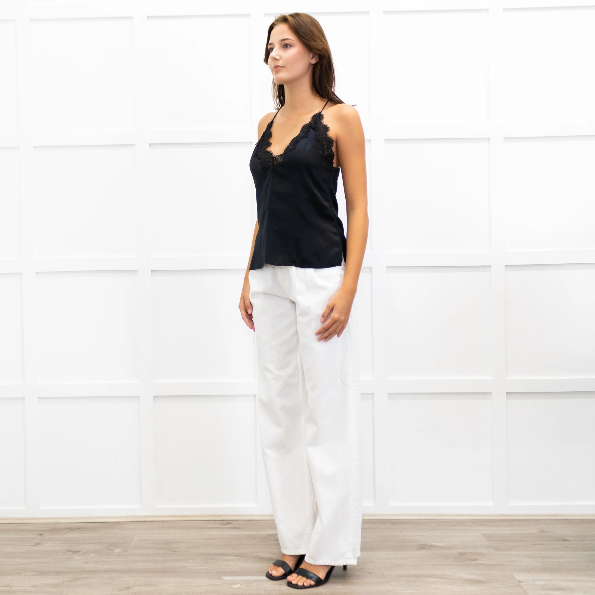 Cami NYC Black Silk & Lace Half Lined Camisole - Image 3