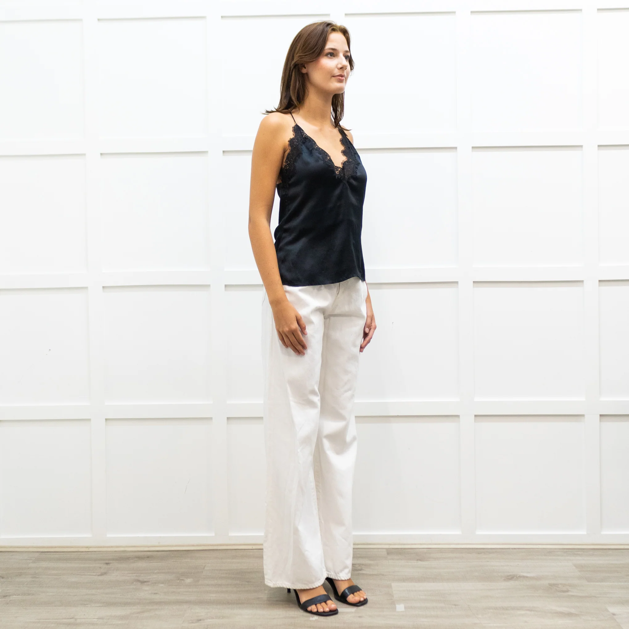 Cami NYC Black Silk & Lace Half Lined Camisole - Image 7