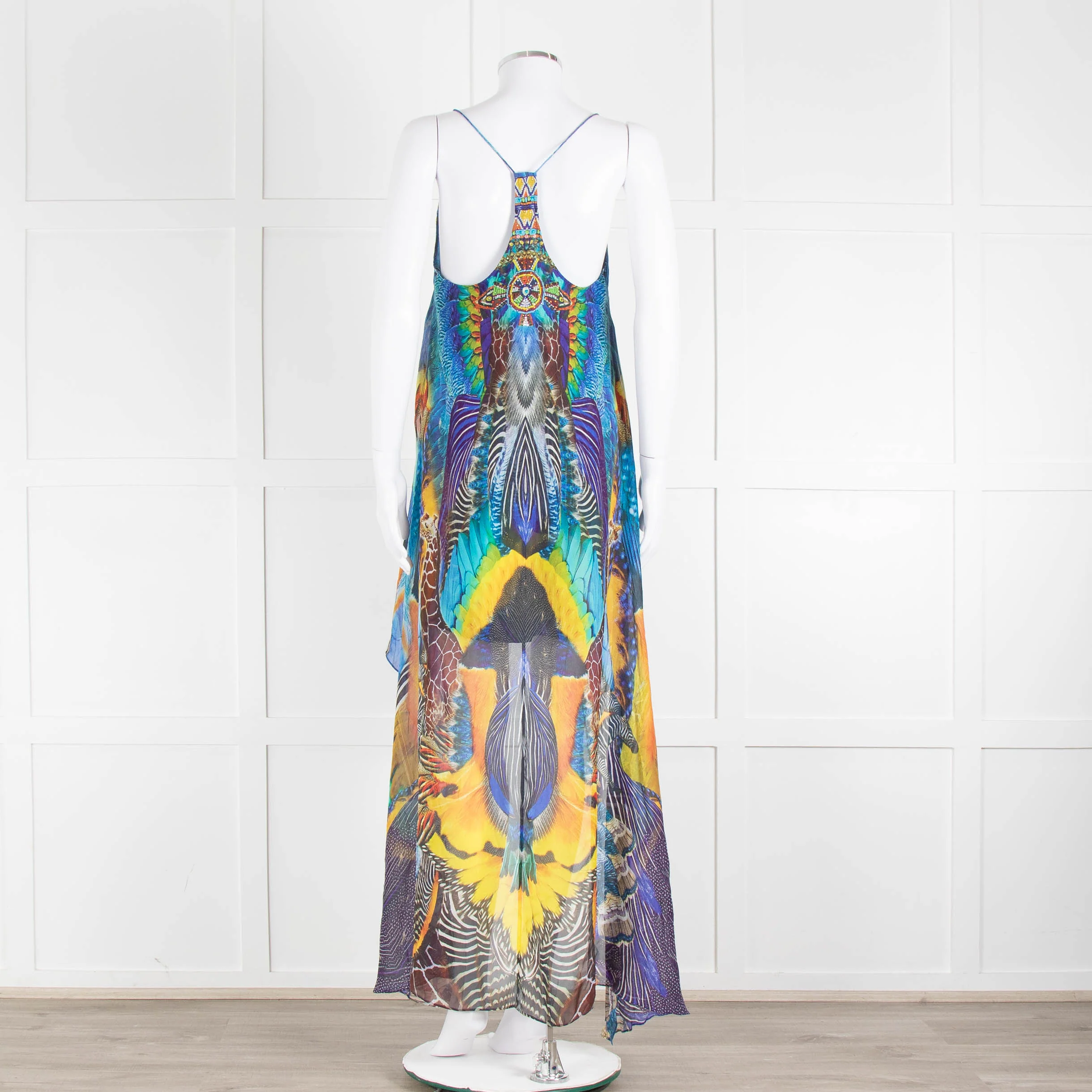 Camilla Blue and Yellow Jewelled Strappy Handkerchief Skirt Dress - Image 5