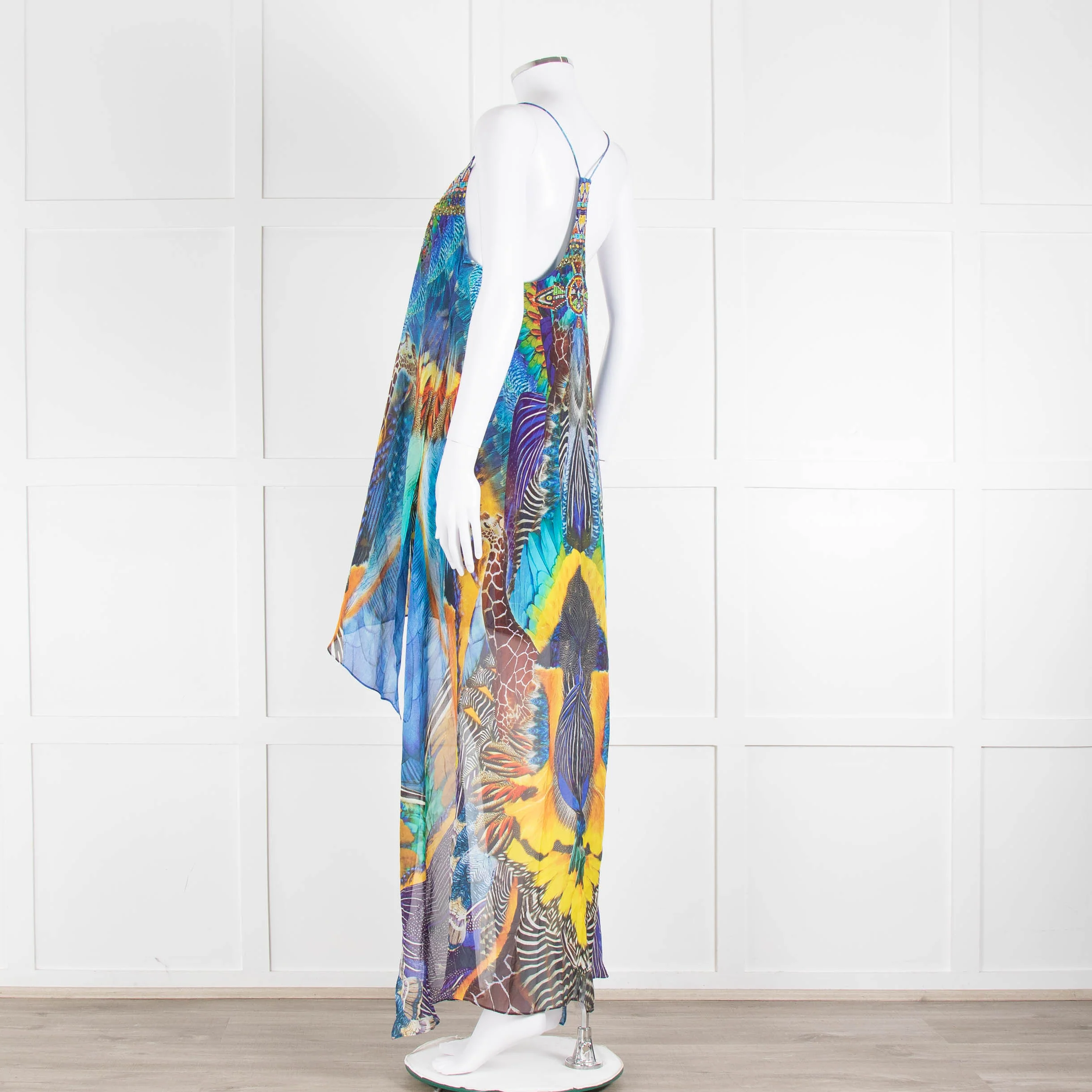 Camilla Blue and Yellow Jewelled Strappy Handkerchief Skirt Dress - Image 6