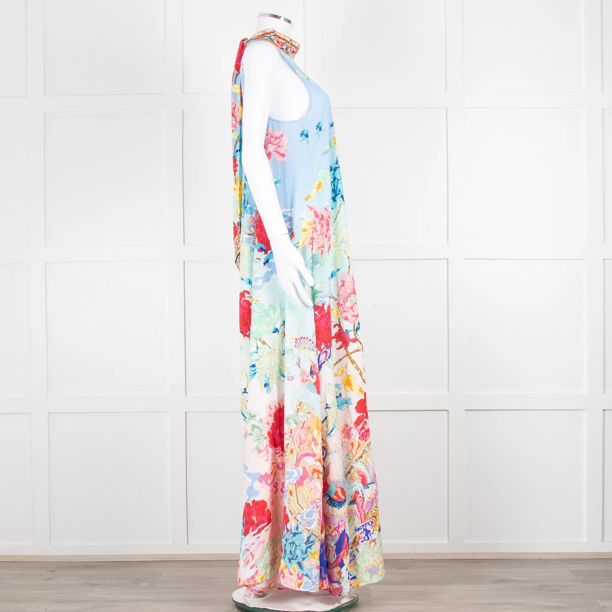 Camilla Blue Red Floral Diamante Halter Neck Jumpsuit - Image 3
