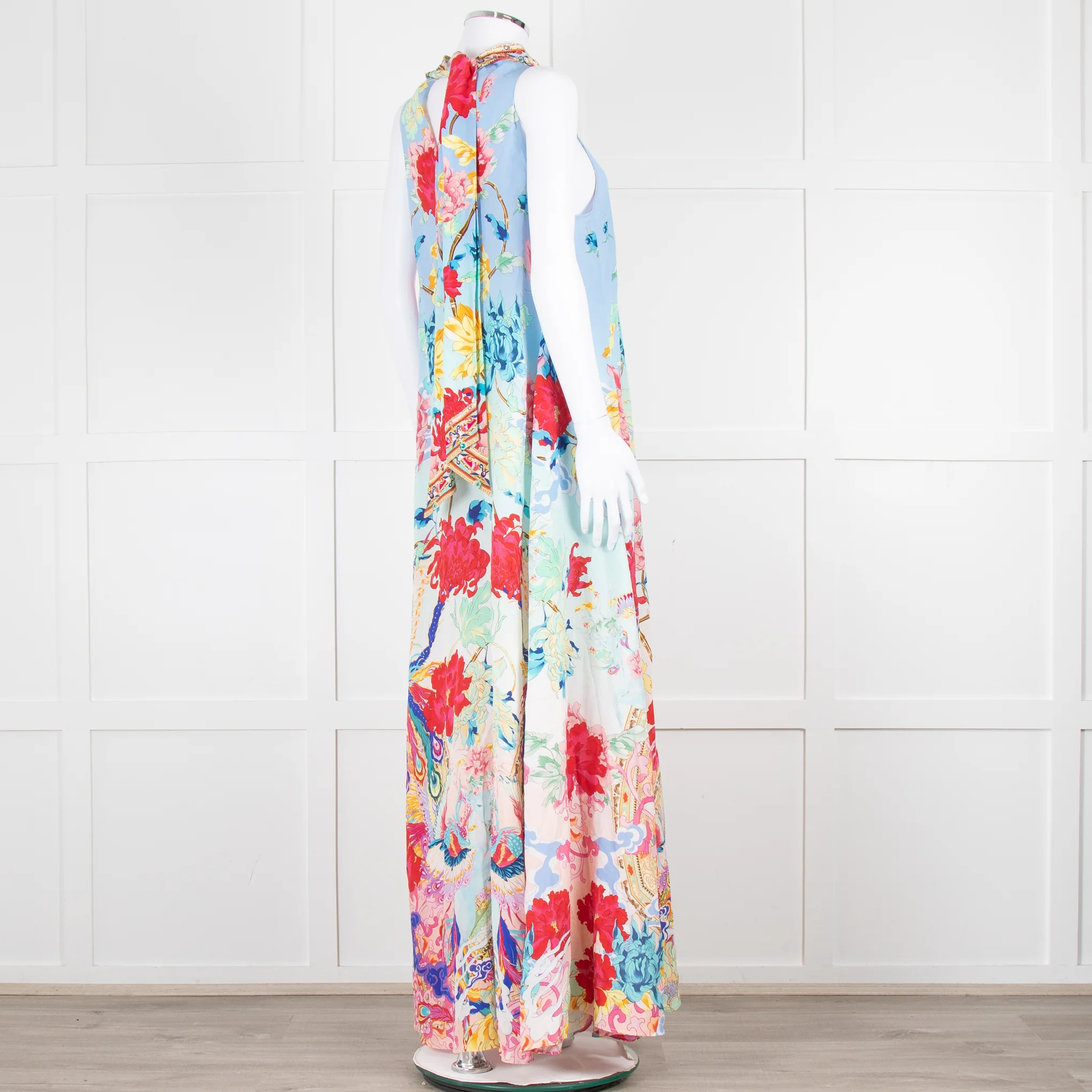 Camilla Blue Red Floral Diamante Halter Neck Jumpsuit - Image 4