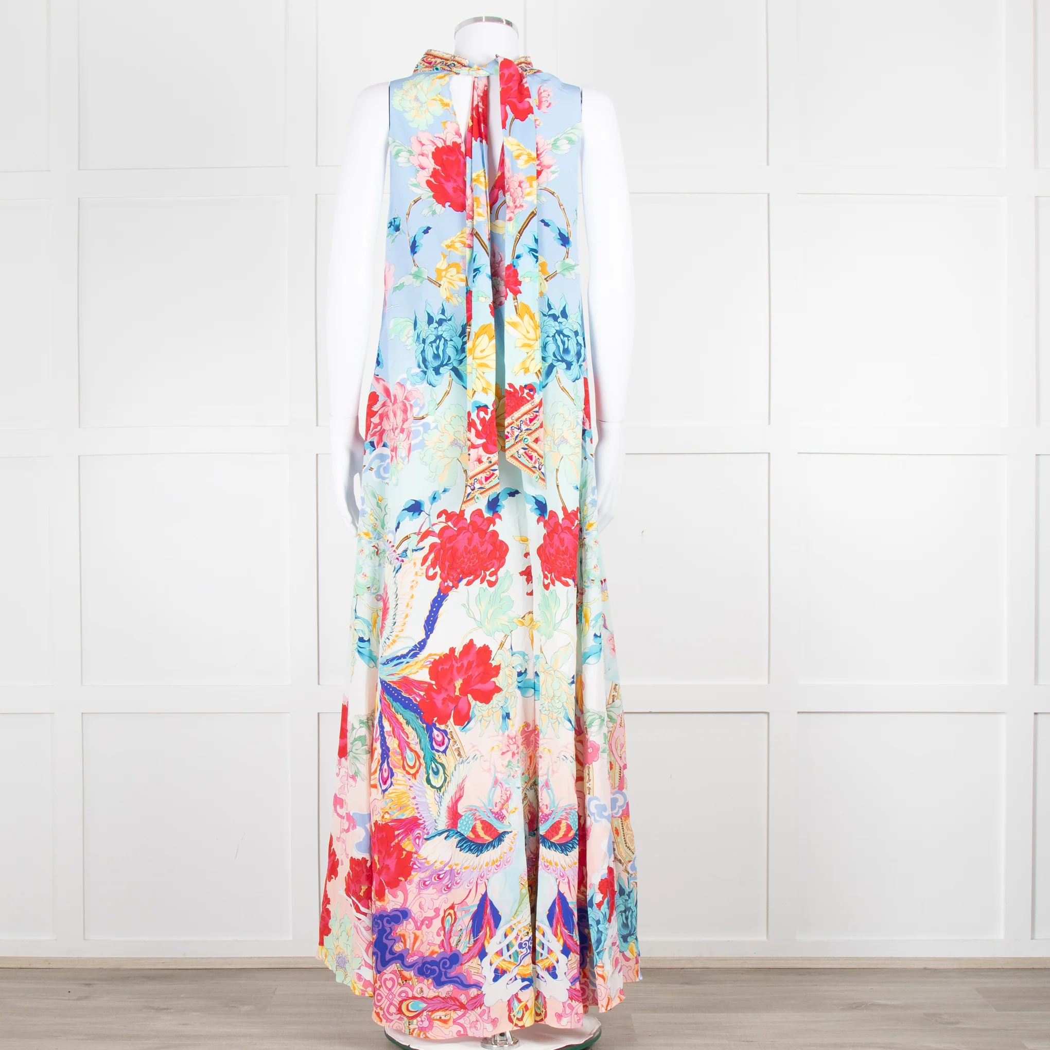 Camilla Blue Red Floral Diamante Halter Neck Jumpsuit - Image 5