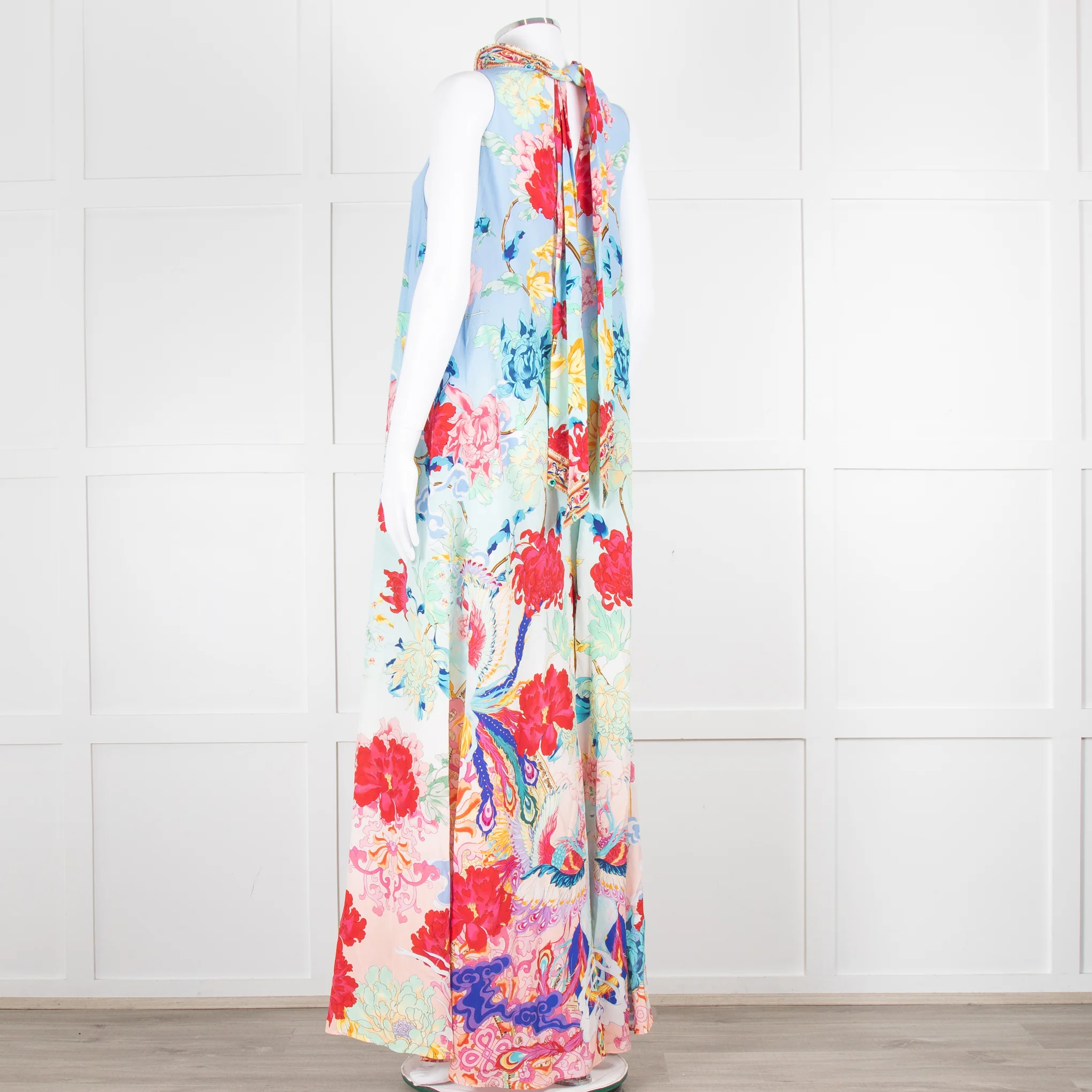 Camilla Blue Red Floral Diamante Halter Neck Jumpsuit - Image 6