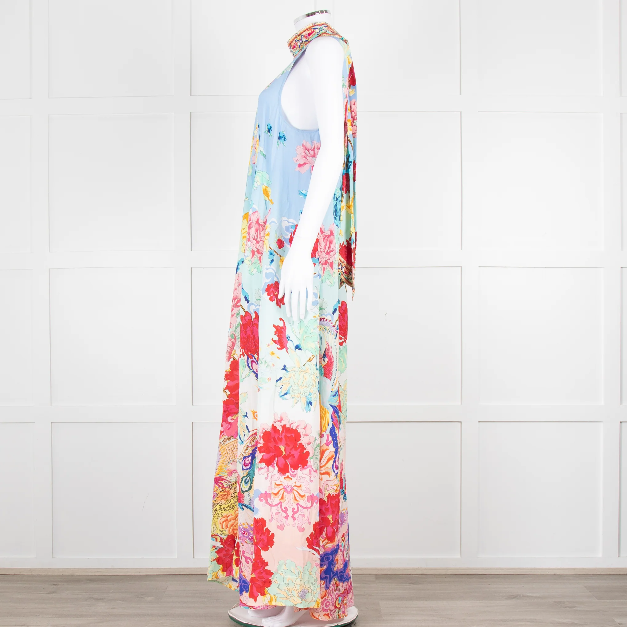 Camilla Blue Red Floral Diamante Halter Neck Jumpsuit - Image 7